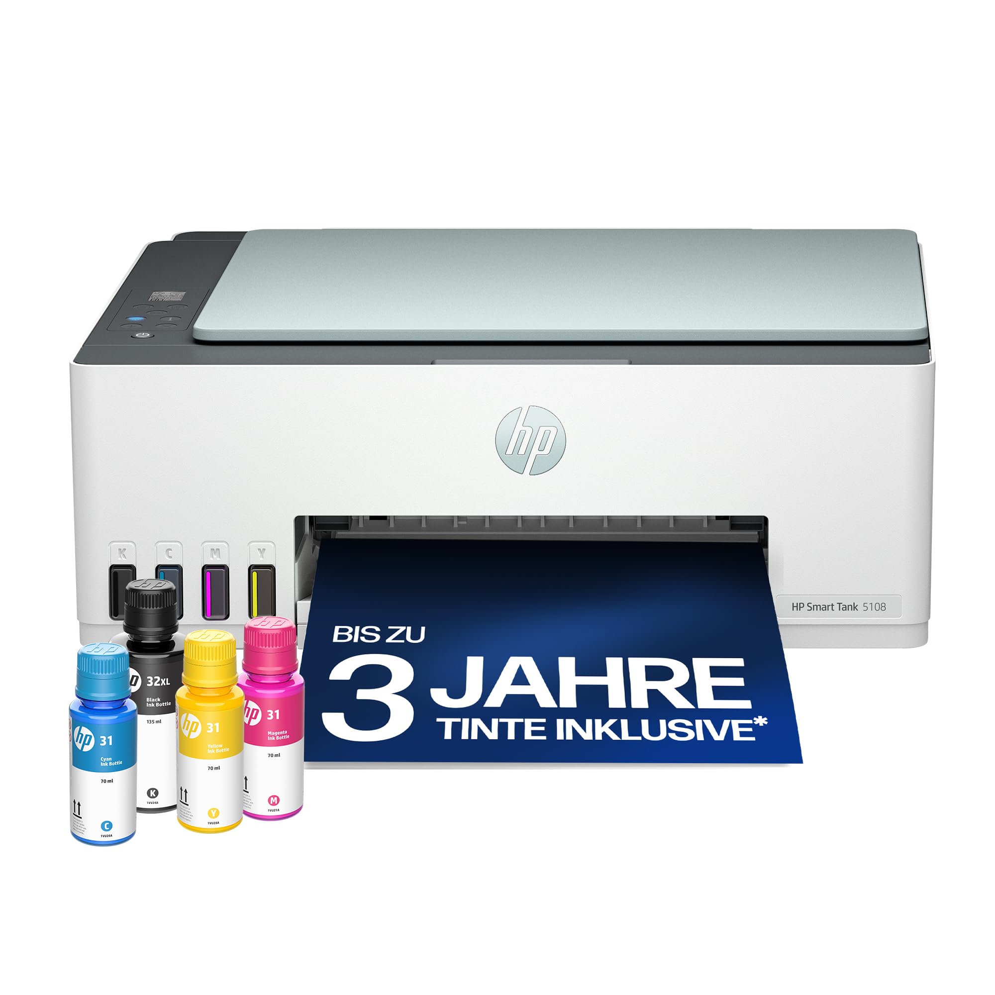 HP Smart Tank 5108 3-in-1 Multifunktionsdrucker (WLAN; Mobiles Drucken) – 3 Jahre Tinte inklusive, 3 Jahre Garantie bei Registrierung, großer Tintentank, hohe Reichweite, Drucken in hoher Qualität – Amazon Angebot