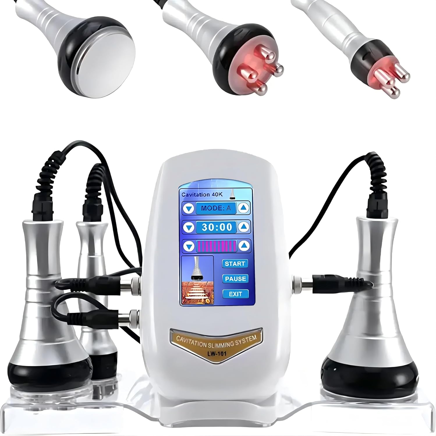 40K Cavitation Machine 3 in 1 Slimming Machine High Frequency Instrument Skin Care Machine Multifunctional Body Face Beauty Machine for Face Abdomen Buttocks and Thighs