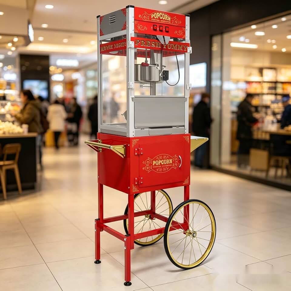 32Oz Commercial Popcorn Machine with Retro Red Professional Street Stall