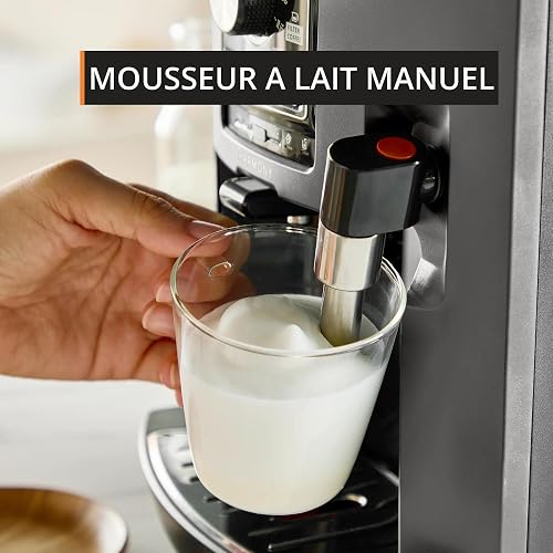 Krups Harmony, Machine espresso entièrement automatique avec buse vapeur, 4 boissons, Mousseur à lait manuel, Charbon, EA508BE0, Gris Coal - 4