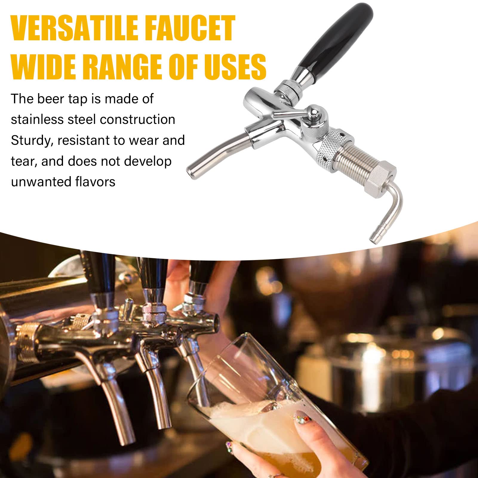 Grifo cerveza ajustable,dispensador barril acero inoxidable 304 rosca G5/8