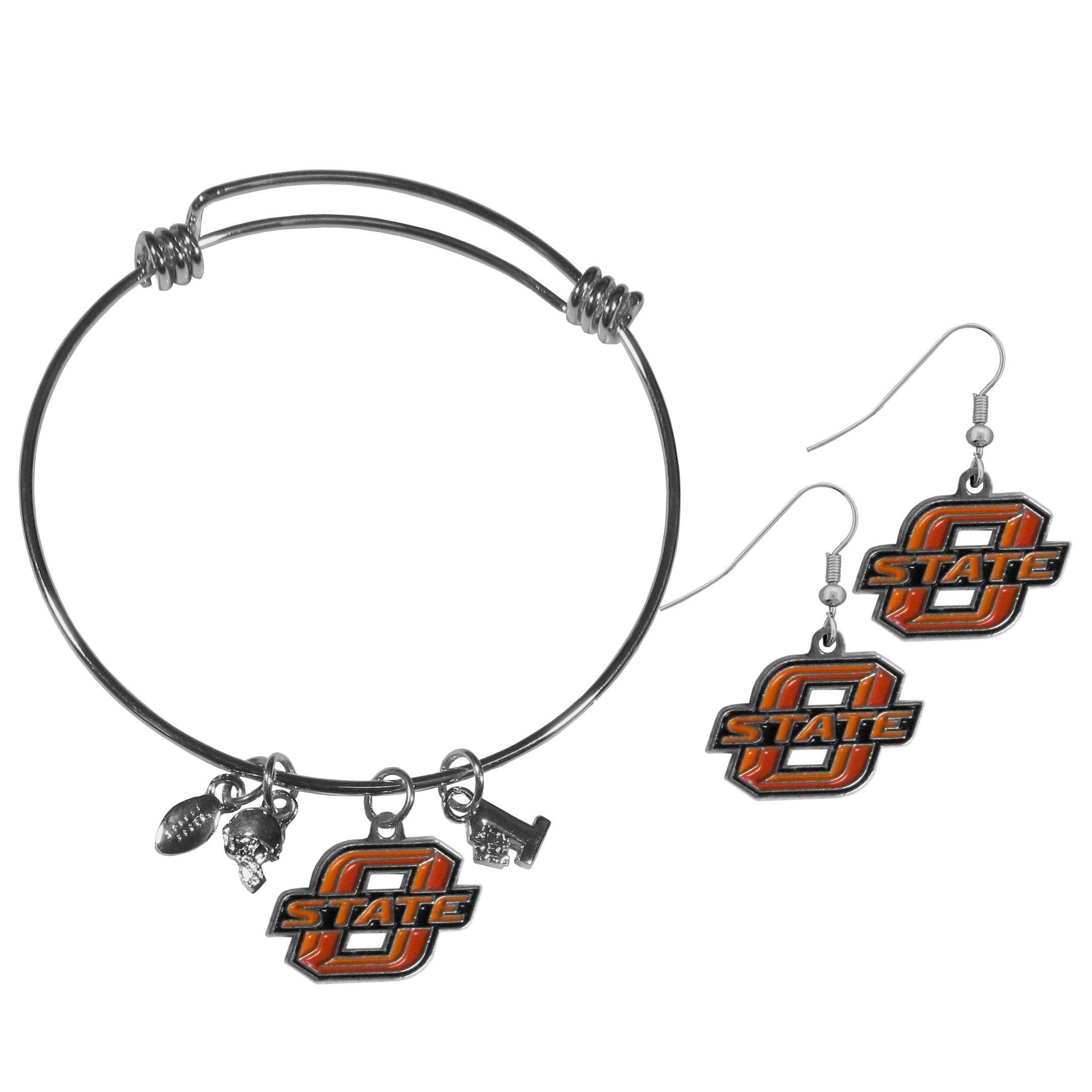 NCAA Womens Dangle Earrings and Charm Bangle Bracelet Set