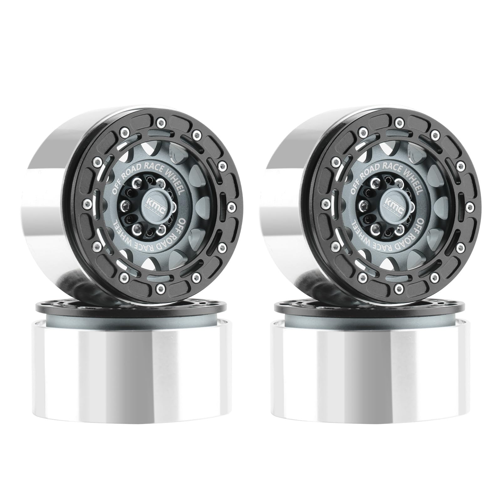 2.2 Inch Beadlock Wheel Rims, Aluminum Alloy Beadlock Wheel Hub 12mm for TRX4 TRX6 SCX10 UTB10 VS4-10 Phoenix GEN8 GEN9 1/10 RC Crawler Car Upgrades (4PCS) (Titanium)