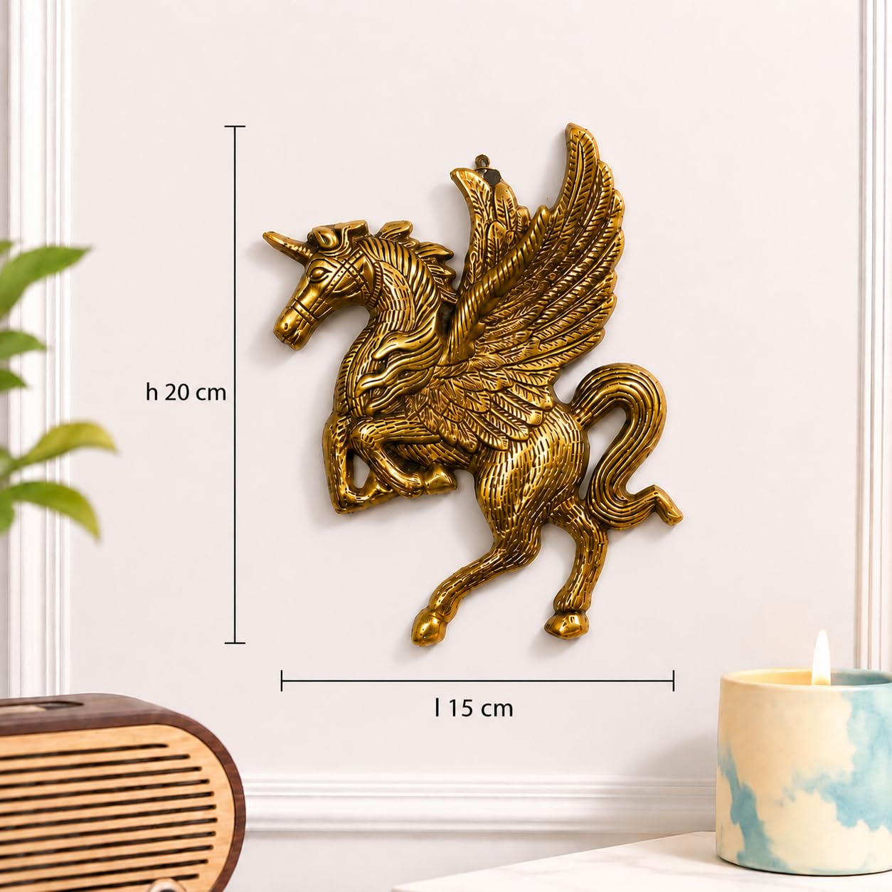 Golden Flying Horse Wall Decor - Metal Pegasus Art -3