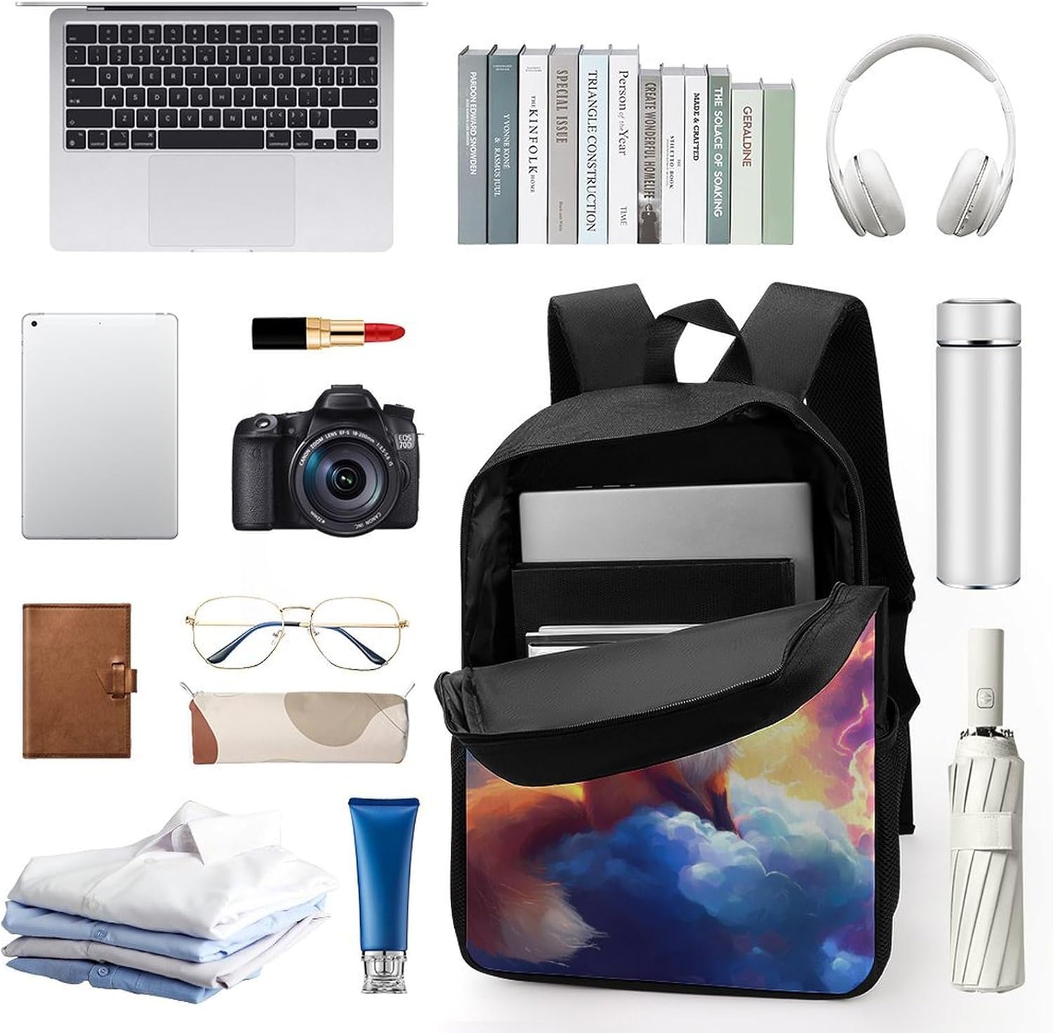 Fox Fantasy Laptop Backpack for Men Women 17 Inch Shoulder Bag Travel Daypack