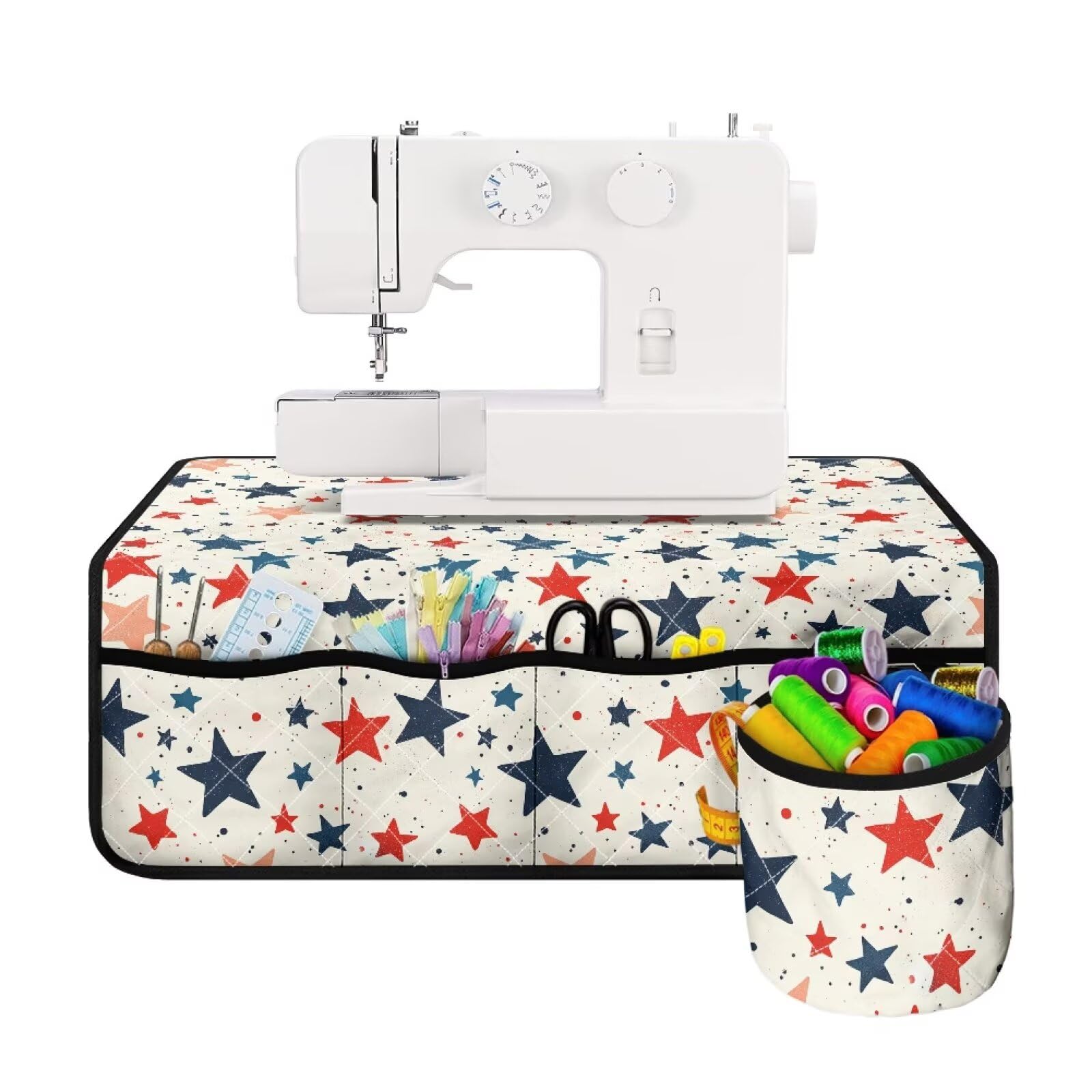 Sewing Machine Carrying Case, Sewing Machines Pad for Table with 4 Pockets Scratches-Proof Muffling Mat - Stars Print