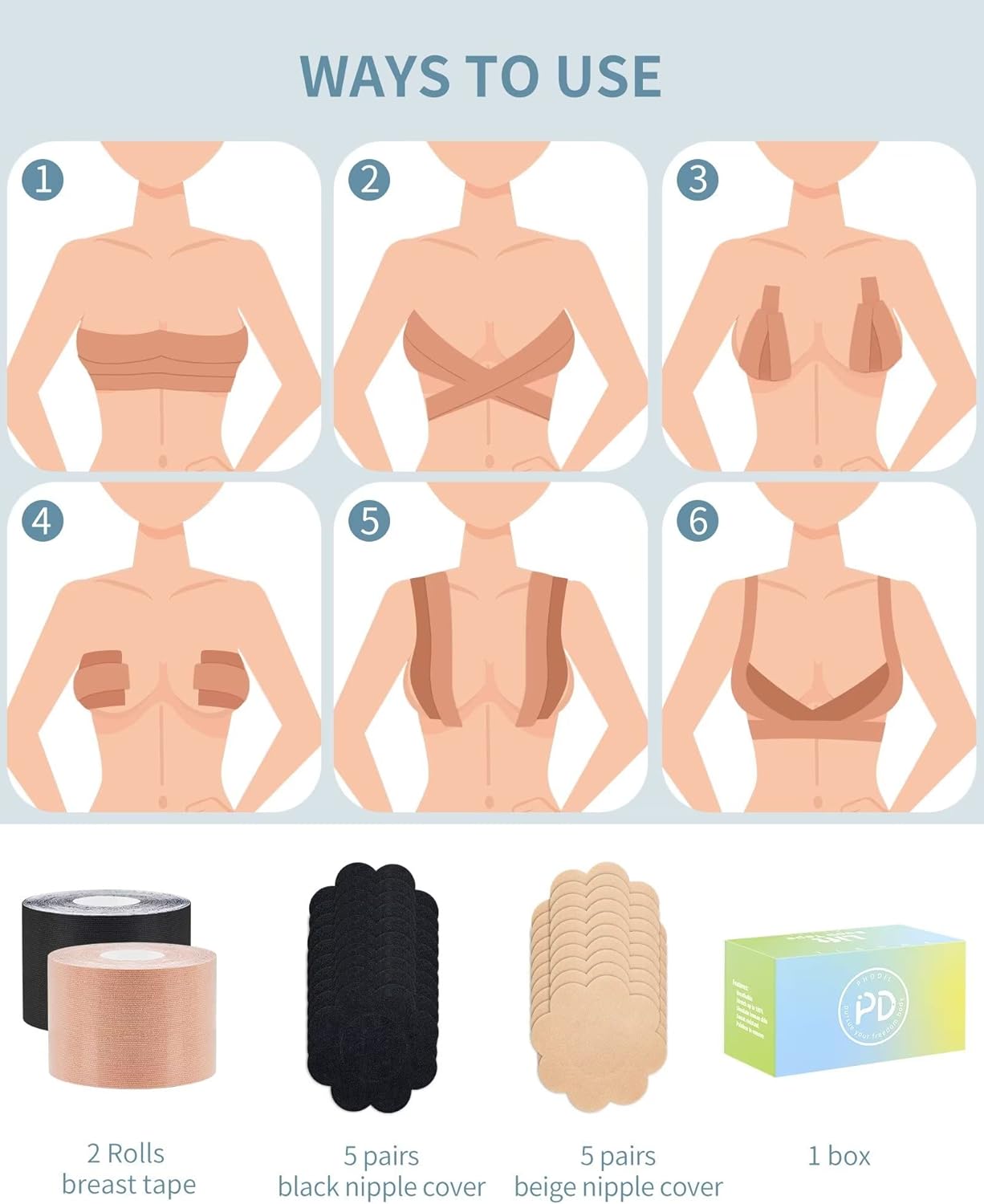 Miniatura 4 de Boobytape for Breast Lift 2 PCS,Boob Tape for Large Breasts,Push Up Invisible Body Tape,Busties Breast Tape Kit