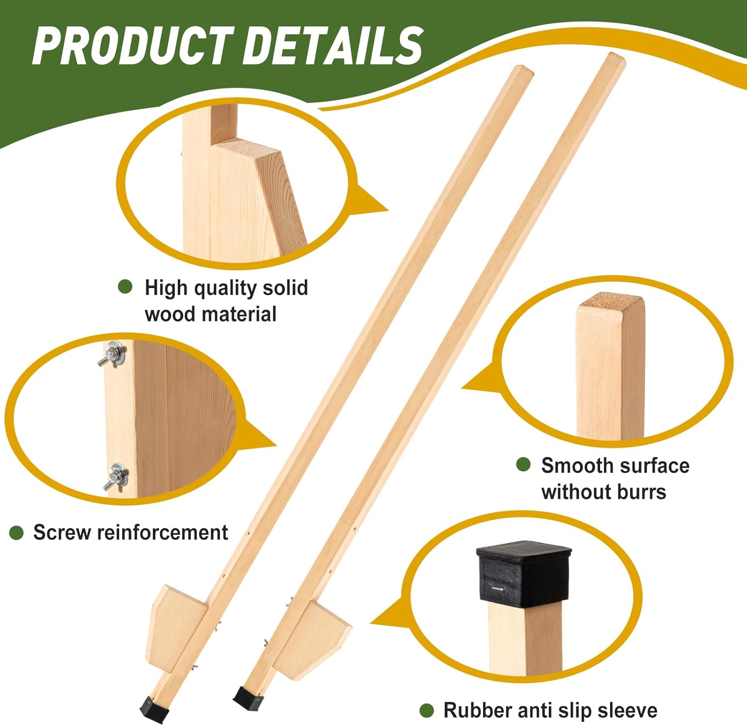 DoubleFill 1 Pair Wood Stilts for Kids 8-12 Kids Stilts 57.5 Inch with Smooth Coating, Highly Adjustable, Outdoor Toys for Children Adults