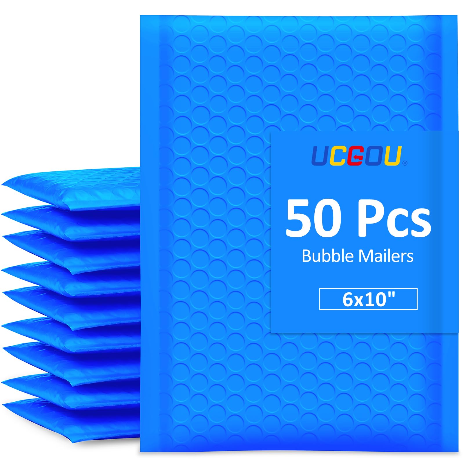 UCGOU 6x10 Inch Blue Poly Bubble Mailers Self Seal Padded Envelopes 50pcs