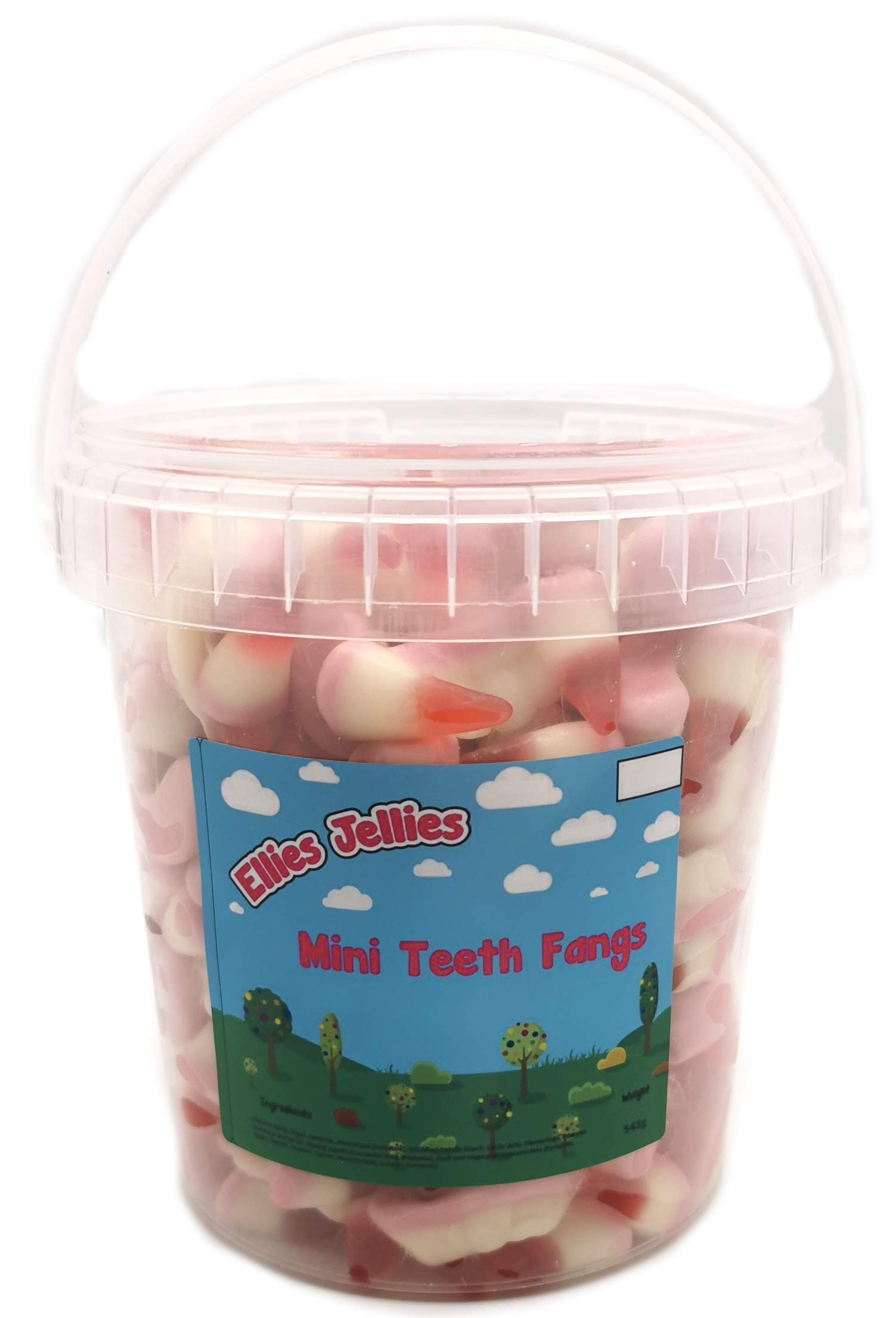 Ellies JelliesMini Teeth Fangs,543g Tub, Gums, Fruit Flavour, Pink and White, Jelly