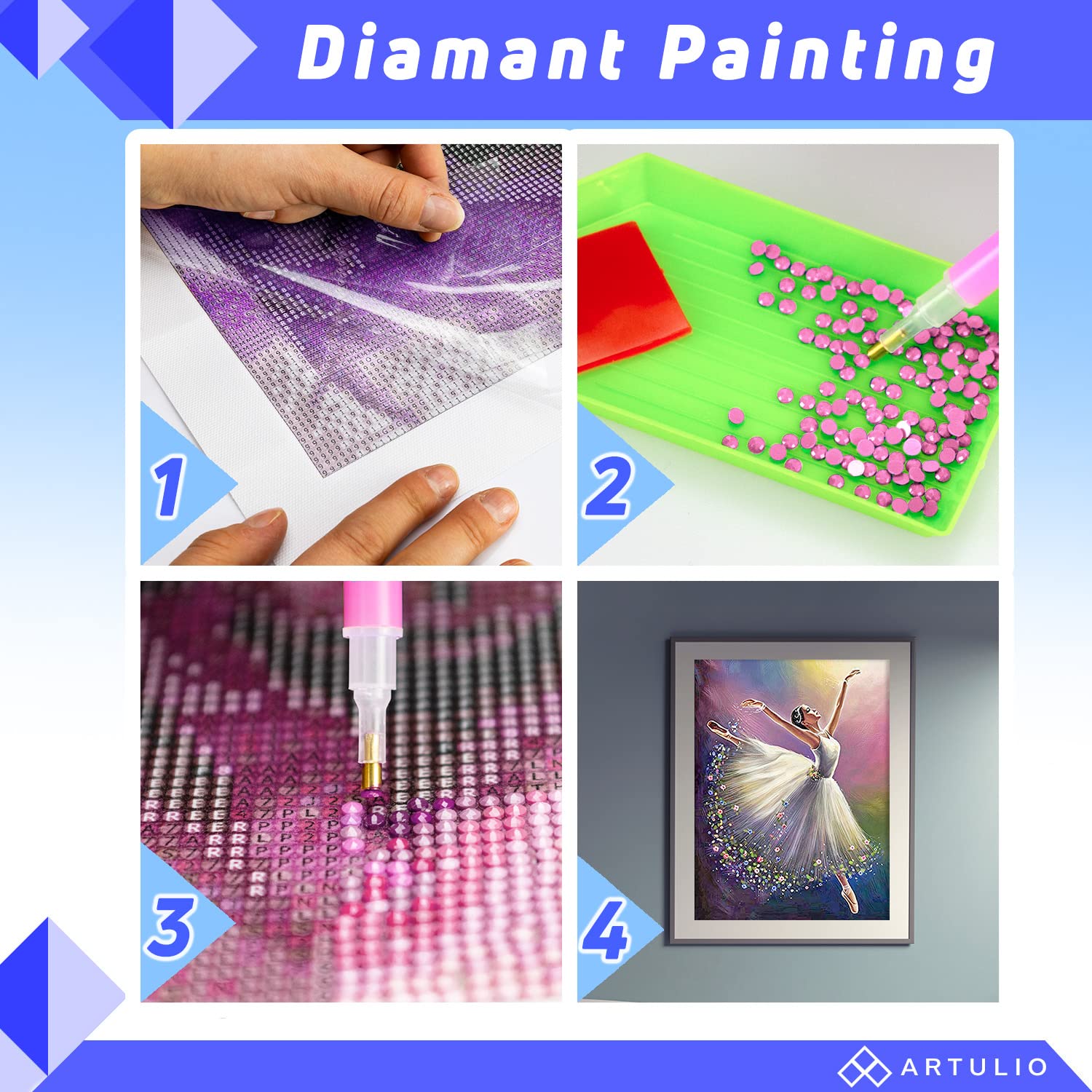 YSCOLOR Diamond Painting 5D Ballerina 30x40cm - Kit Completo Con Tela, Diamanti Rotondi E Penna - Per Adulti E Bambini