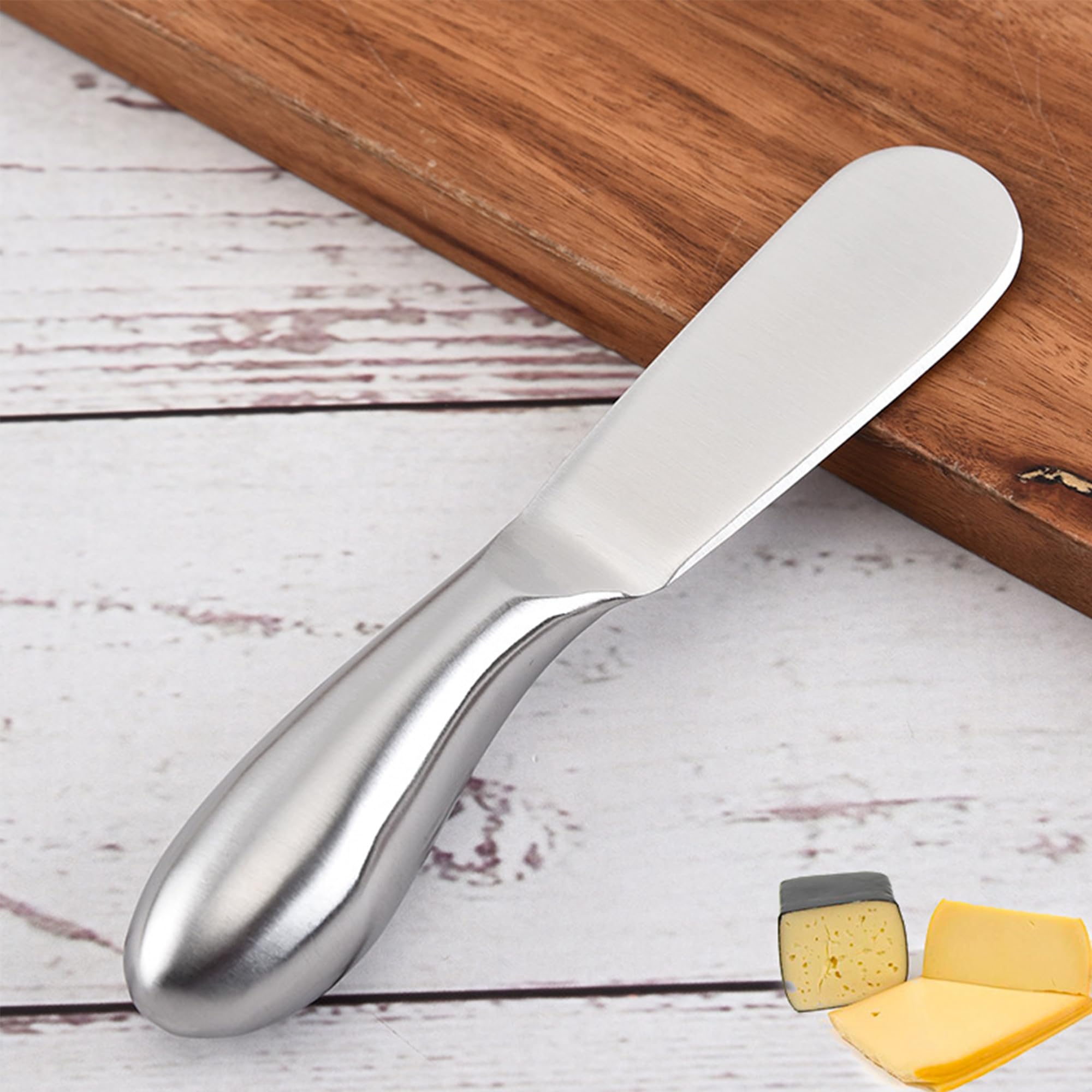 4 Piezas Acero Inoxidable Borde Recto Amplio Separador Mantequilla, Cuchillo Sándwich Crema de Queso Condimento Cuchillos Conjunto Herramientas Cocina, Mango de acero inoxidable