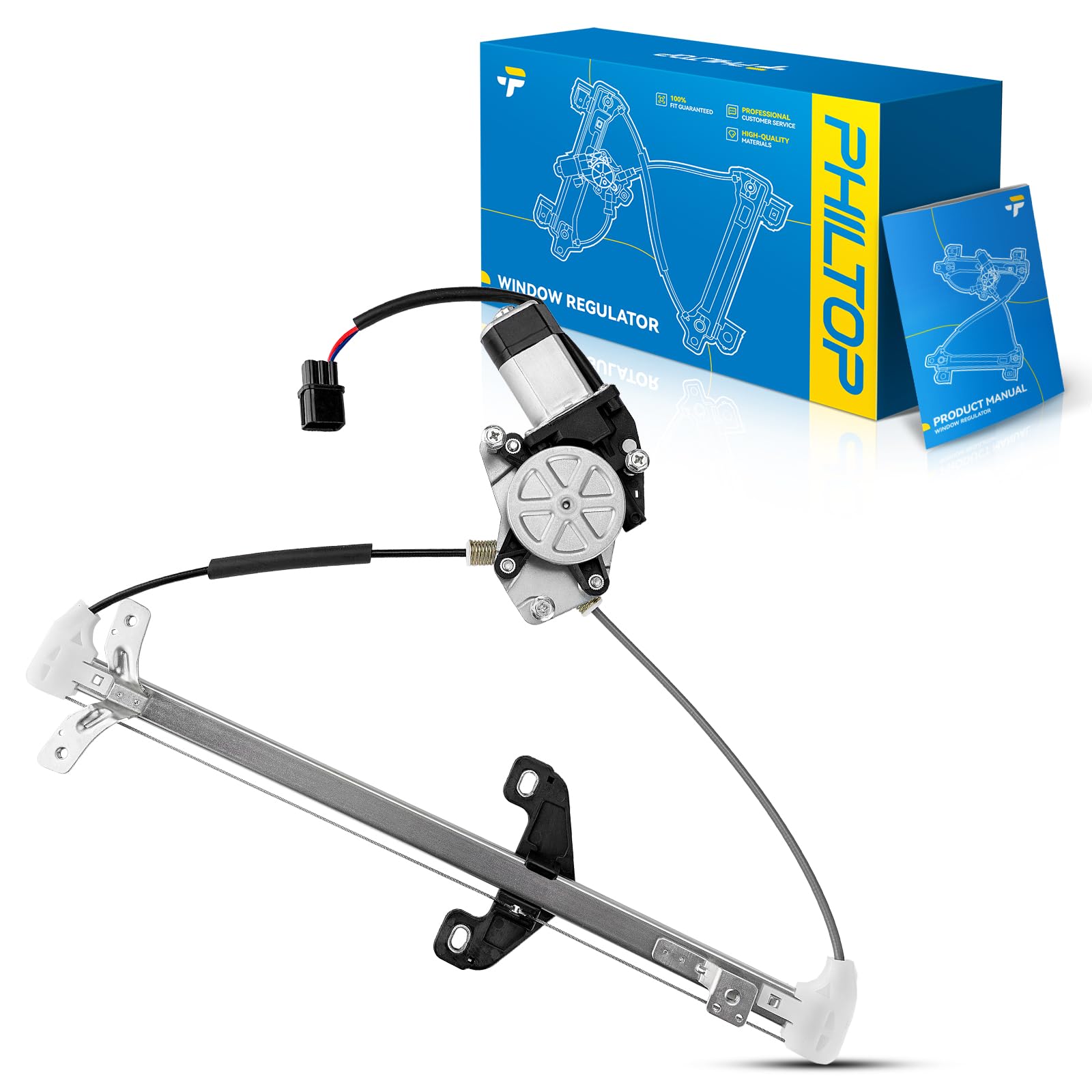 PHILTOP Rear Left Driver Side 748-044 Power Window Regulator w/Motor