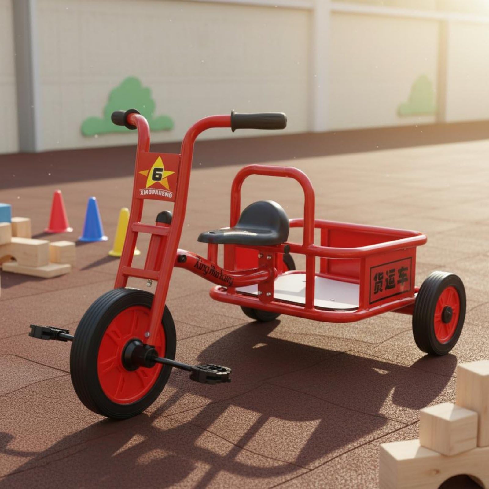 per Bambini Bambini Pedali Infanzia con Maniglia Posteriore in Acciaio al Carbonio con Ruote in Gomma Antiribaltamento per Adatto per Parchi Giochi, Rosso