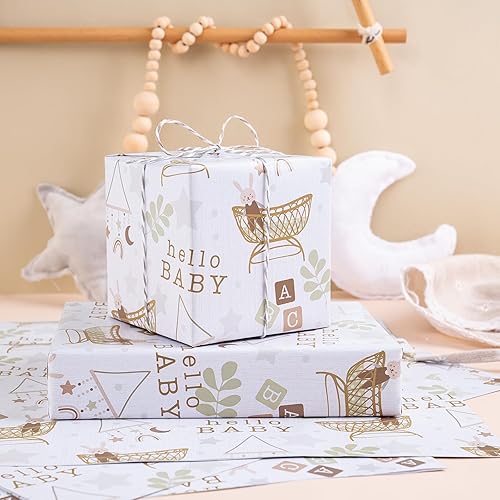 Vista 19 de WRAPAHOLIC Papel de regalo reversible, mini rollo, 17 pulgadas x 33 pies, adorable diseño de gato y azul sólido para cumpleaños, vacaciones