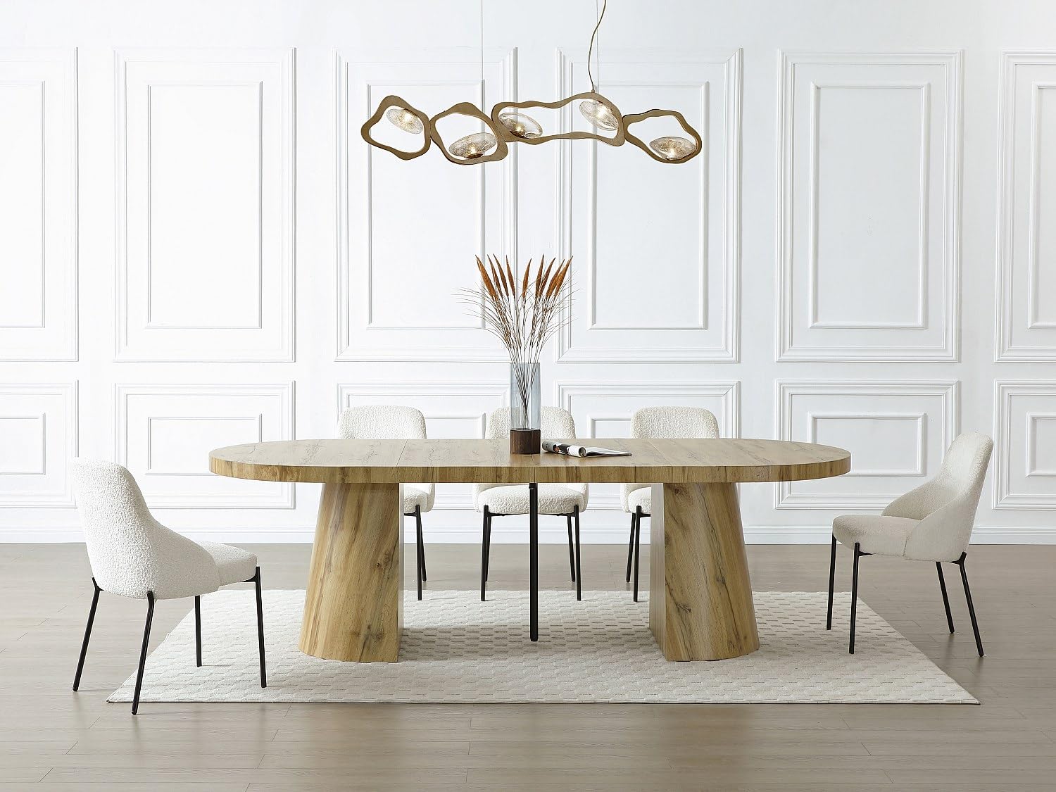 Vente-unique - Table à Manger Extensible 6 à +12 Personnes en MDF - Naturel Clair - CLOEVA