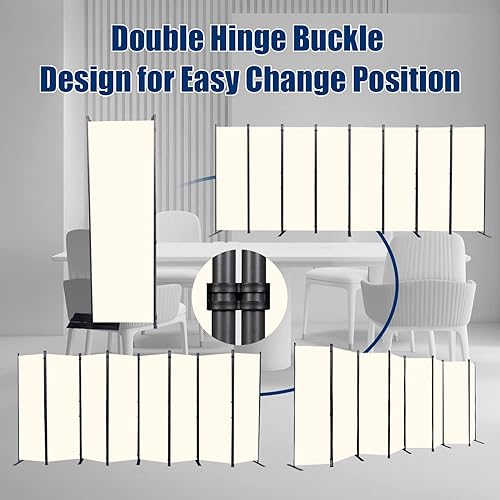 Vista 47 de Divisor de habitación portátil de 6 pies y pantallas de privacidad plegables, divisor de tela de 102 pulgadas de ancho para separación