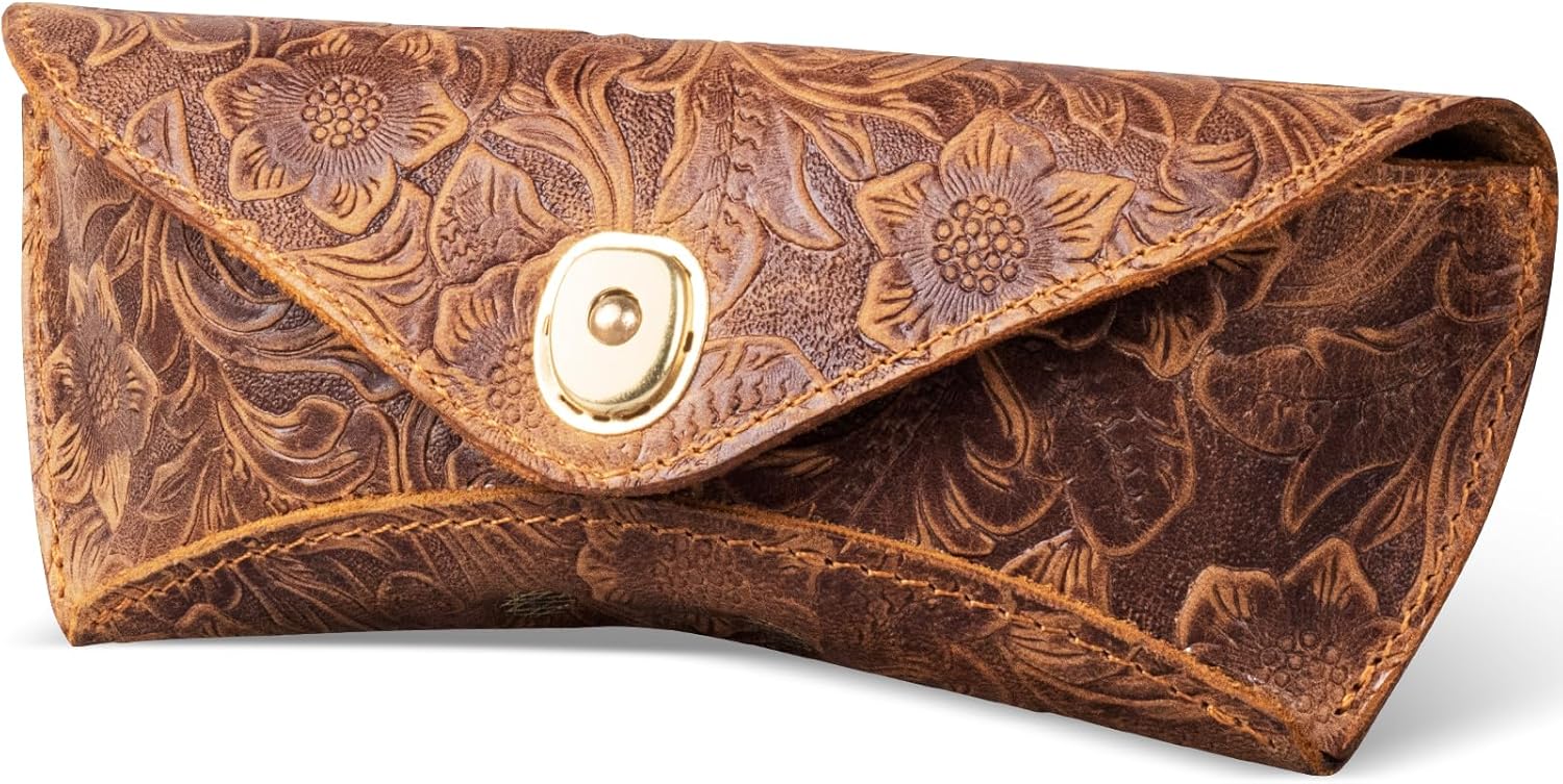 Real Leather Eyeglasses Case for Men and Women - Reading Glasses Pouch