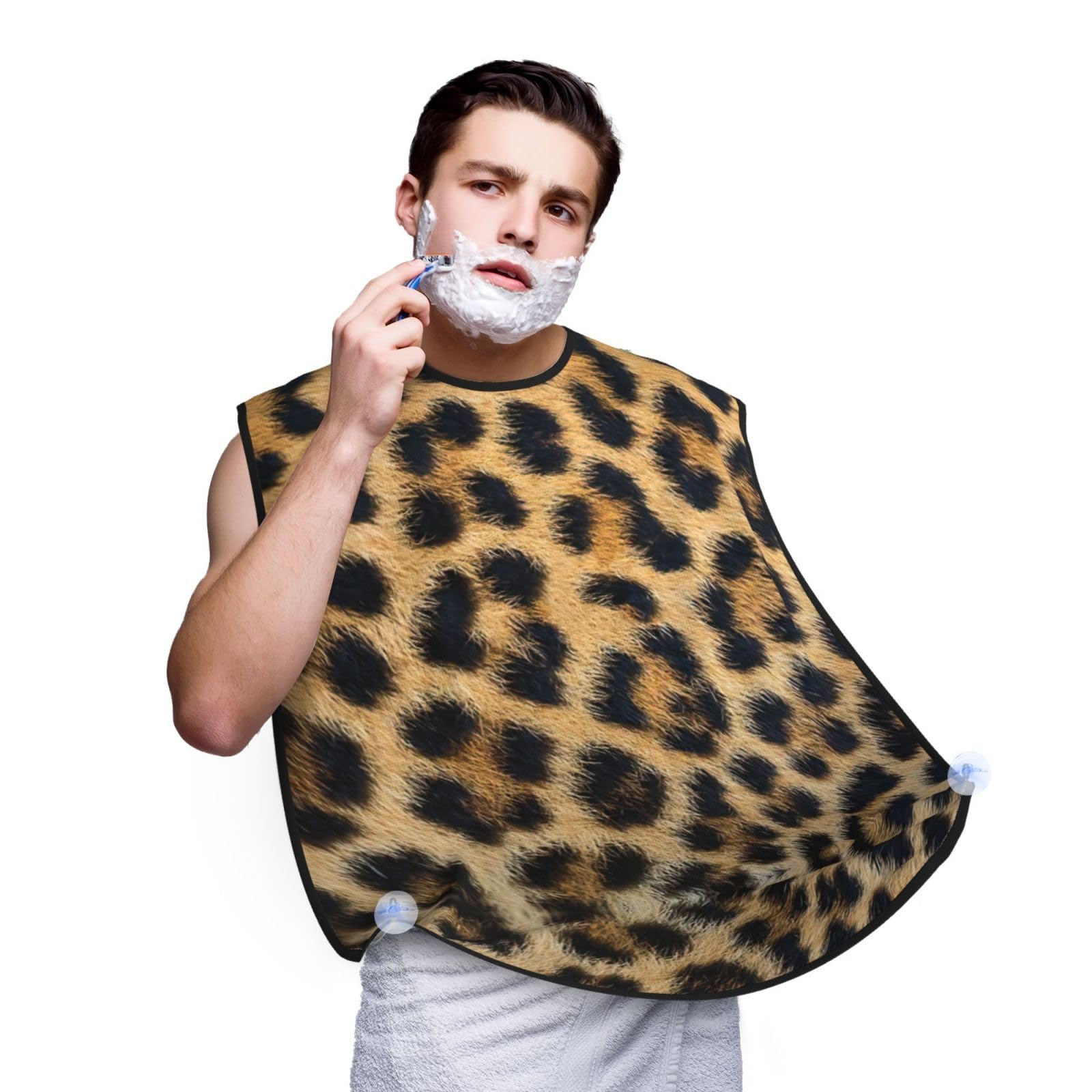 YQxwJL Rough Leopard Print Print Beard Bib Apron, Shaving Apron For Dad, Men'S Hair Catcher For Shaving Best Gifts For Dad