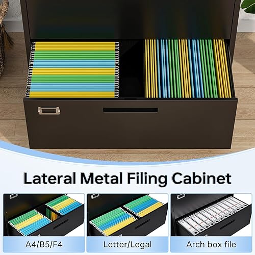 Miniatura 60 de Archivador de 4 cajones con cerradura, archivadores de metal, archivador vertical pequeño archivador de acero con cerradura para oficina en casa