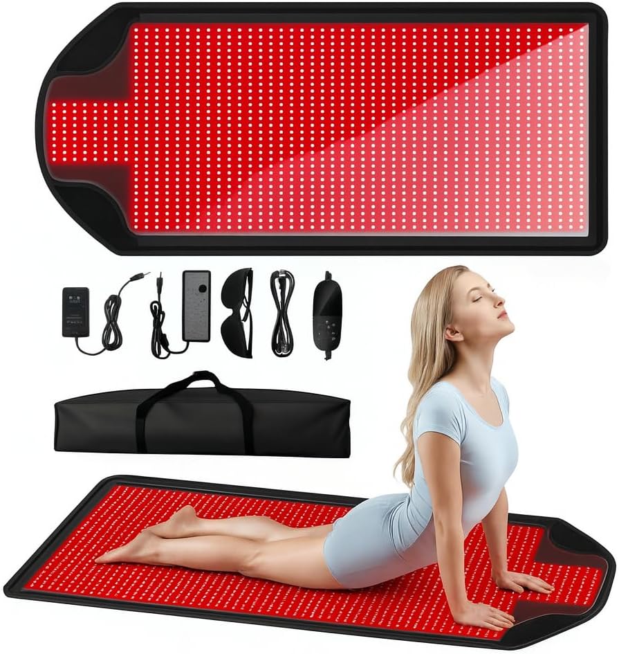 Body Red Light Therapy Mat,Extra Large LED Light Mat for Home Use, 1370 LEDs, 75.2 * 33.6 in, Foldable Design with Adjustable Brightness