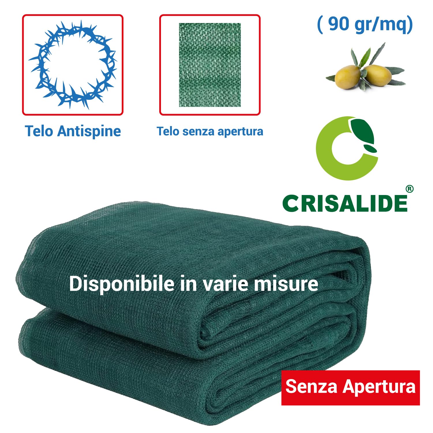 Crisalide® Telo Raccolta Olive Antispine 90 gr/m² Senza Apertura con Occhielli Rinforzati – Disponibile in 13 Misure (da 3x6m a 12x14m) (6 * 8m)