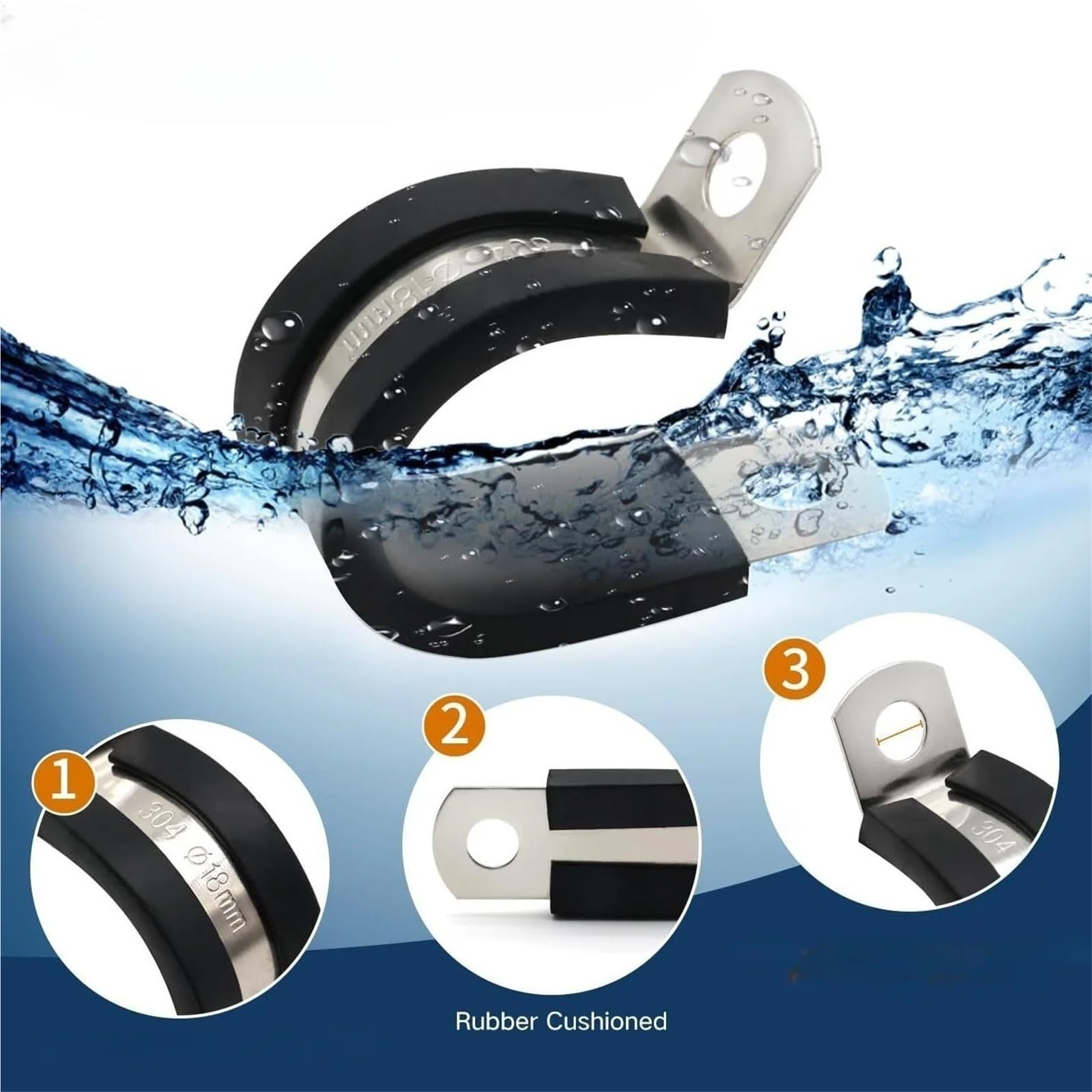 Kit di 4 morsetti per cavi in acciaio inossidabile in 5 misure da 1/4 pollici 5/16 pollici 3/8 pollici 1/2 pollici 3/4 pollici morsetti per tubi metallici automobilistici per funi metalliche