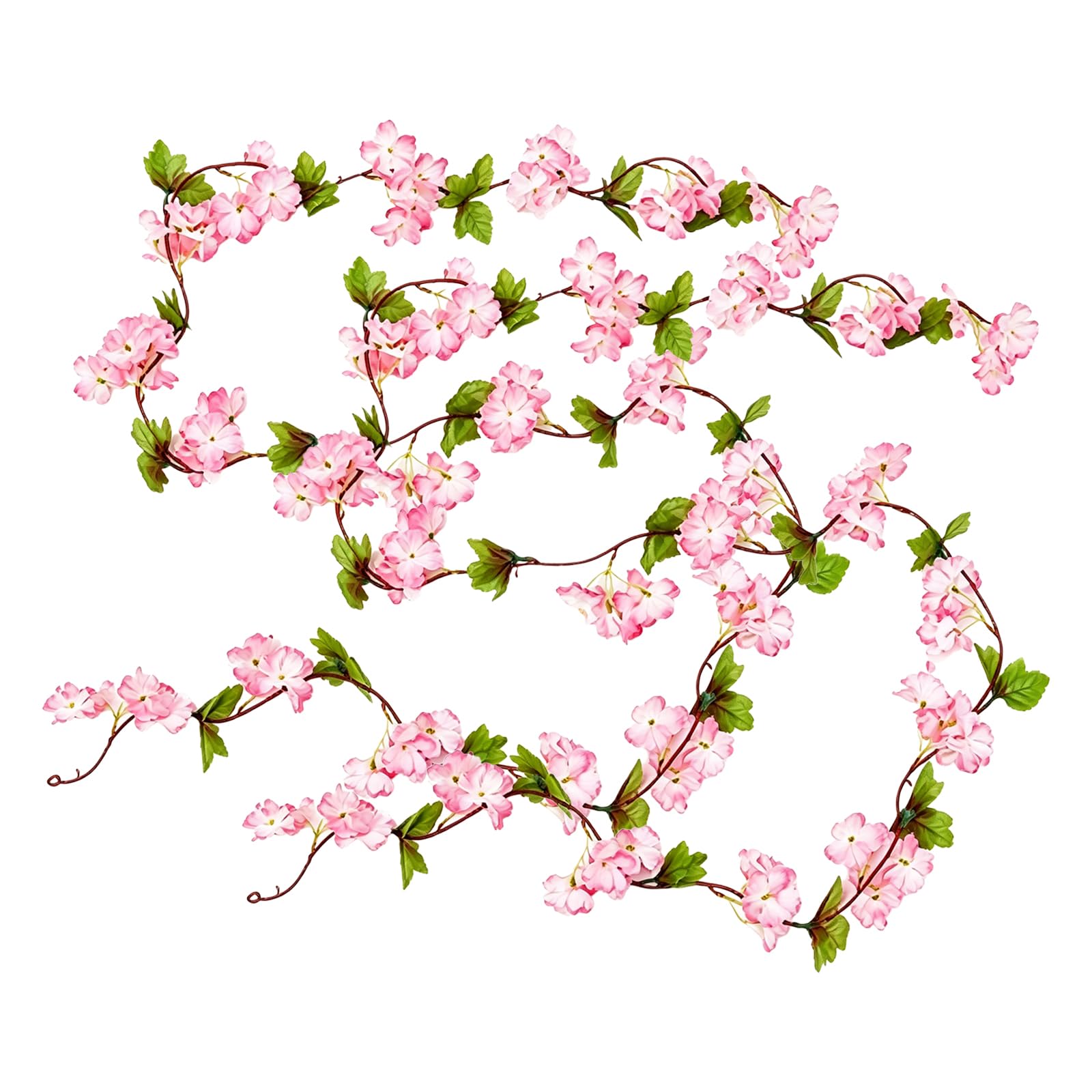 HUAJYAS 2 Pcs 7.2FT Artificial Cherry Blossom Garland,Artificial Cherry Blossom Vines,Hanging Sakura Floral Garland Vines for Wedding Backdrop Arch Party Restaurants Hotels Cafés Home Wall Décor