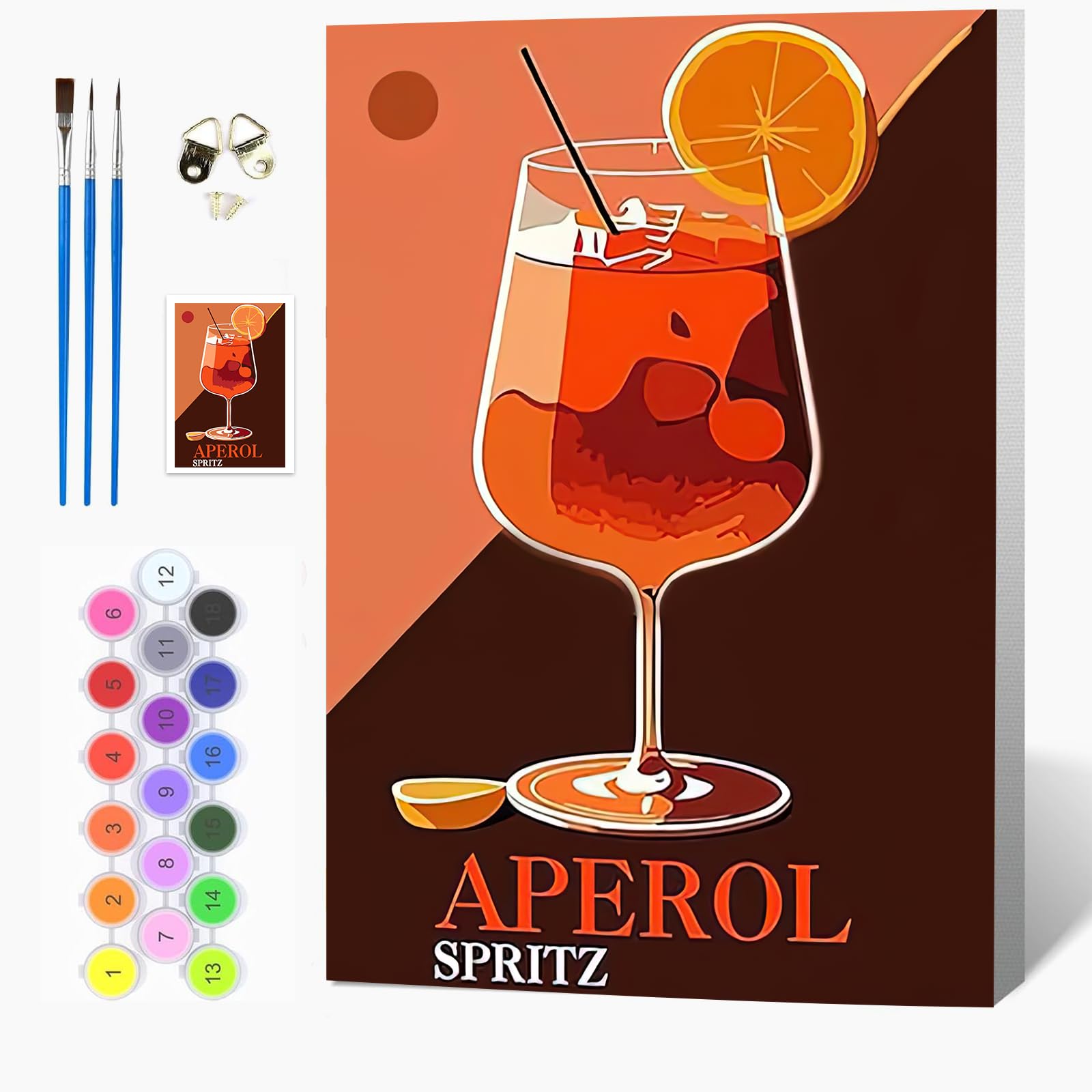 Auremi Drinks Paint by Numbers Kits for Adults Kids,Vintage Painting Kits for Beginners On Clear Symbols Canvas with Wooden Framed, Easy Landscape DIY Acrylic Pigment Drawing Paintwork 20x30cm
