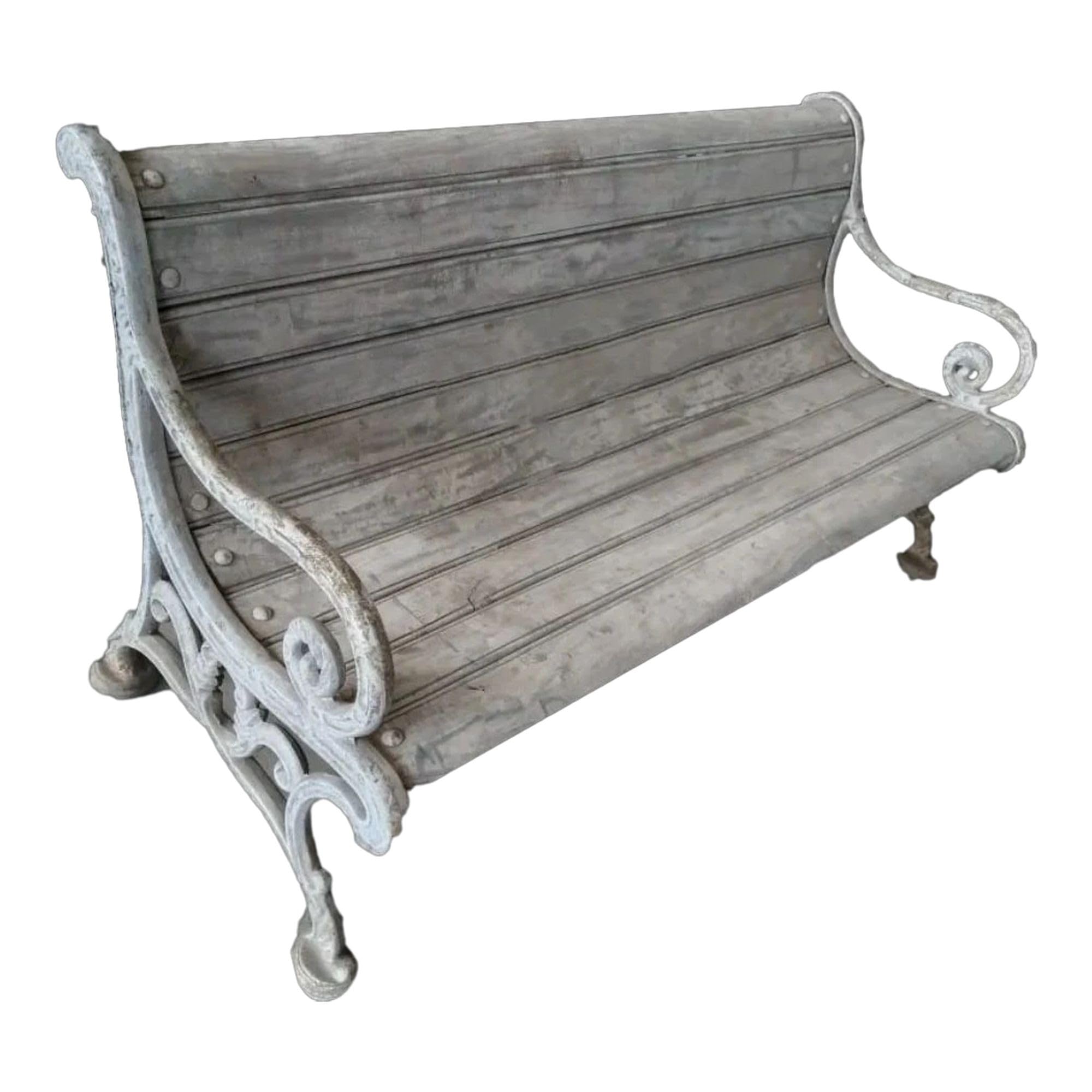 Art'eque - Antique Iron and Teakwood Garden Bench - Elegant and Relaxing, Multicolor, L 142 x W 61 x H 74 cm