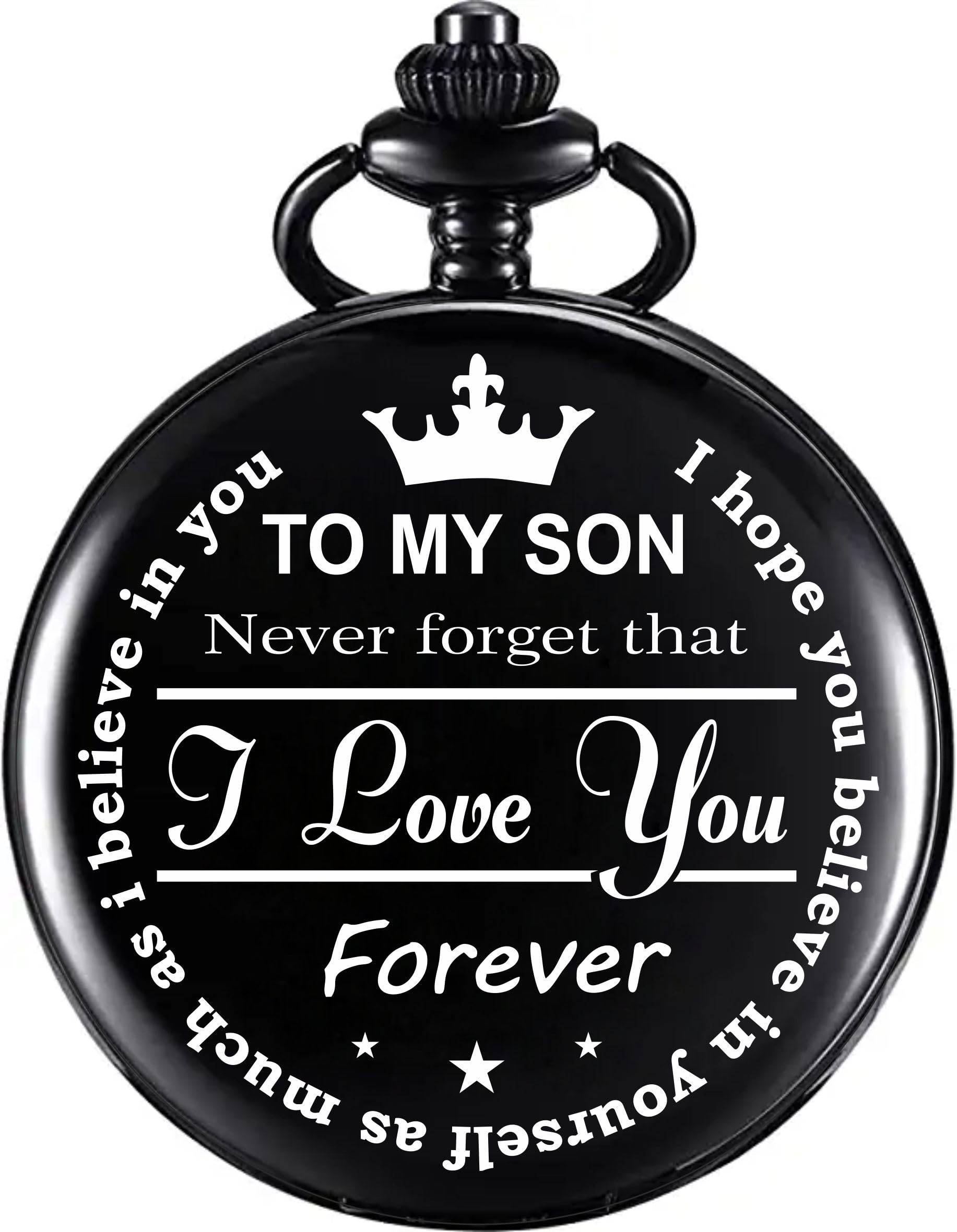Classic Black Gandhi Style Pocket Watch Message Engraved Unique Memorable Gift for Men Women on Birthday, Annversary & Their Special Occassion