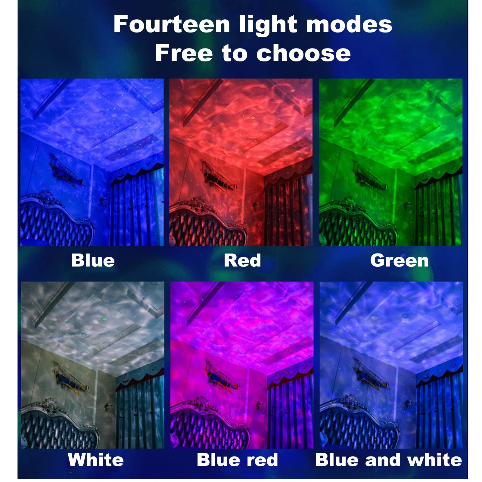 Cocoarm Lámpara de de Estrellas ABS PC RGB Luz de con Temporizador Remoto 14 Modos de Luz Música Incorporada USB C Recargable para Niños Dormitorio Fiesta Guardería
