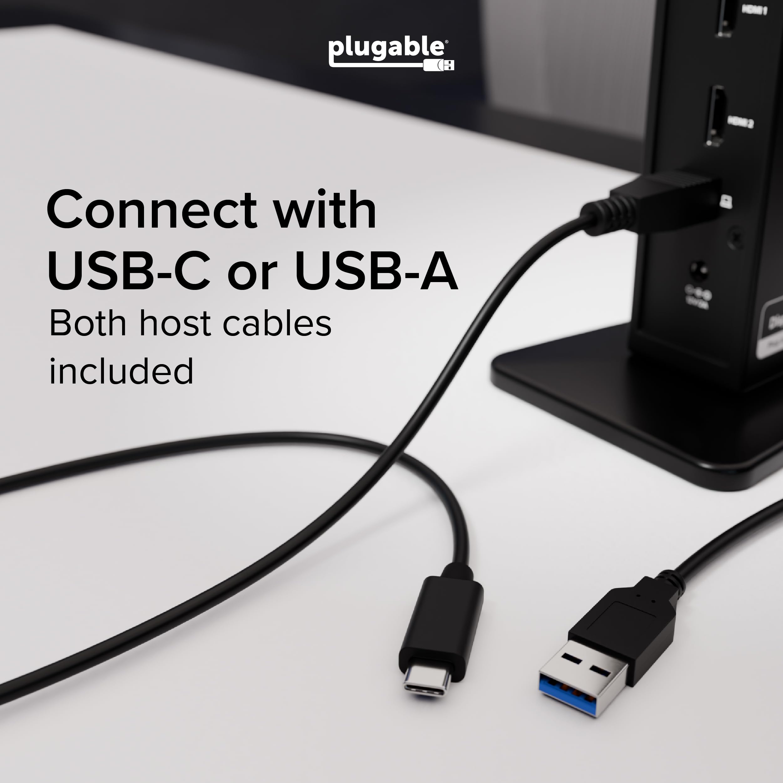 Plugable USB 3.0 and USB-C Universal Laptop Docking Station with 2 HDMI Ports for Windows, Mac (Driver Required), and ChromeOS, Gigabit Ethernet, Audio - 5