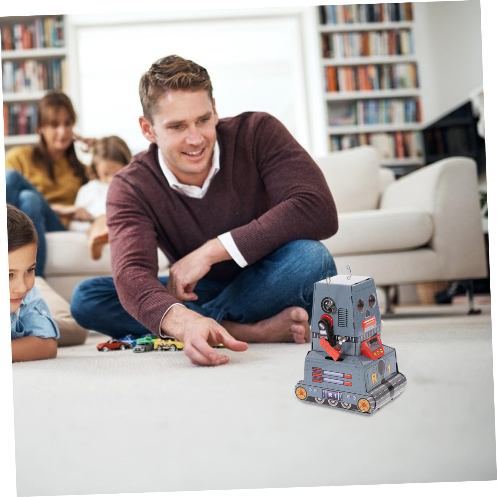 WOONEKY Robot Clásico De Cuerda Juguete De Hojalata Robot De Juguete Antiguo Niño Navidad Estatua