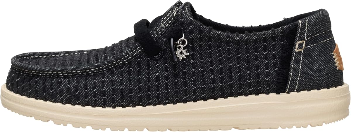 HEYDUDE Lona deshilachada Wendy para mujer | Zapatos ligeros sin cordones con plantilla acolchada para uso diario