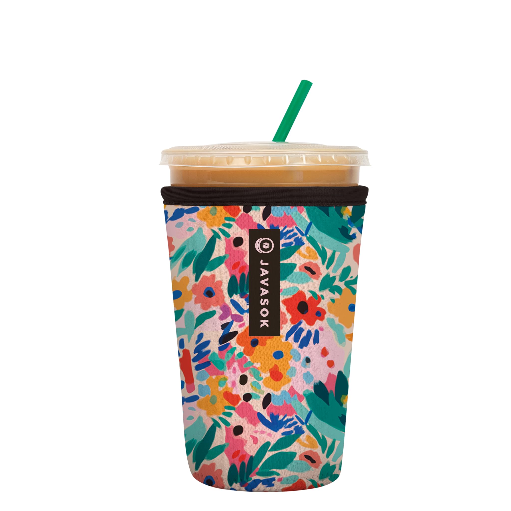 Sok It JavaSok Iced Coffee &amp; Cold Soda Insulated Neoprene Cup Sleeve (Abstract Floral, Medium: 22-28oz)