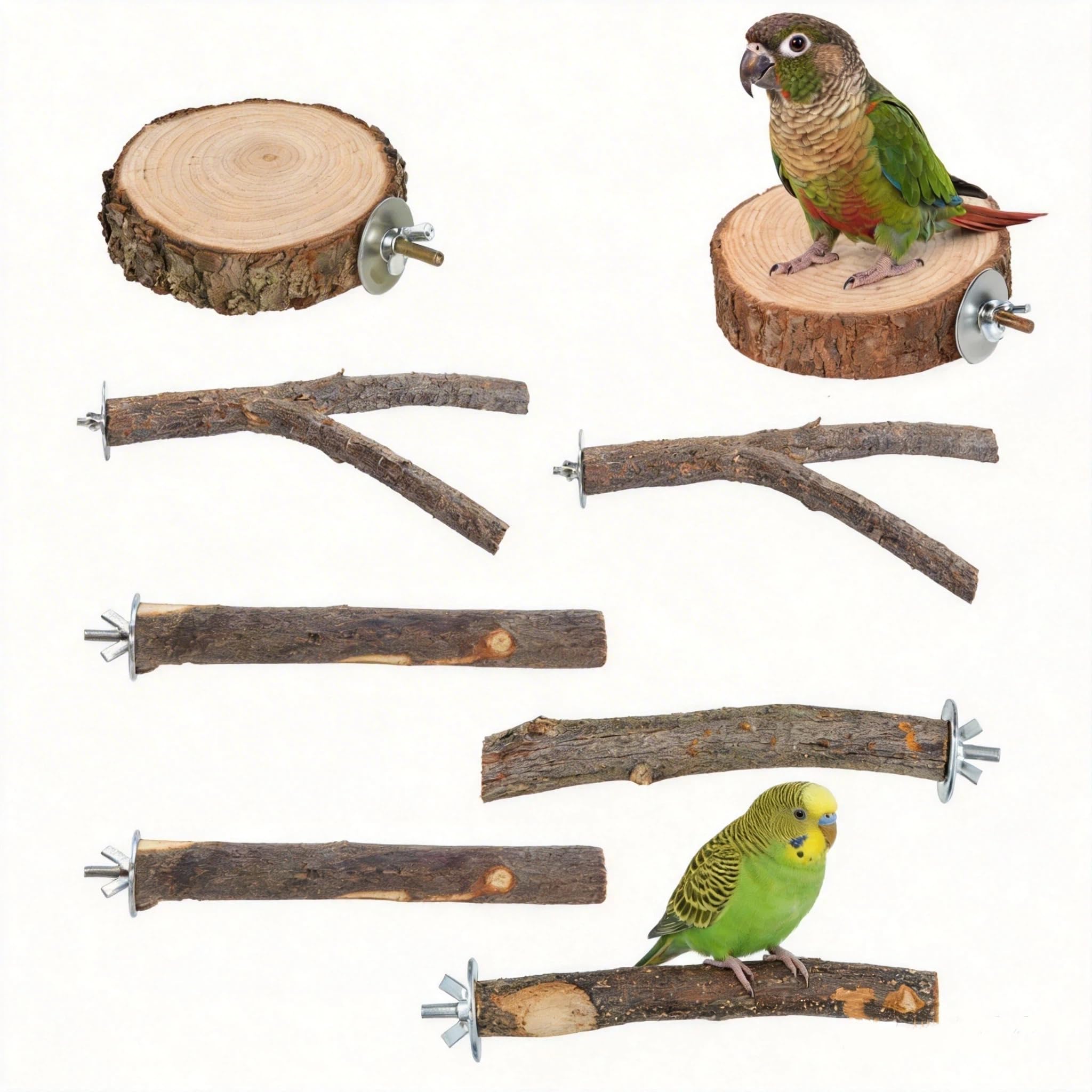 8 Pcs Budgie Perch, Bird Perches for Cage, for Lovebirds, and Other Small Parrots