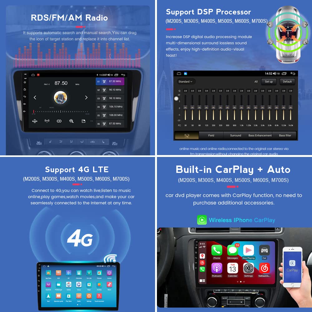 Android 11 9 inch Bluetooth Car Stereo Apple Carplay for Hyundai Rohens Coupe 2012 Head Unit 2 Din Car FM AM Radio Support Android Auto GPS Navigation Hands free Calling