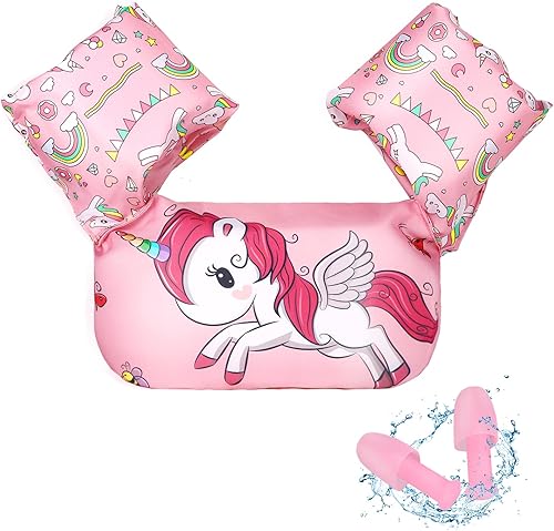 Chaleco de natación para niños y niñas de 22 a 50 libras, flotadores para niños pequeños, chaqueta de natación con correa ajustable, lindo chaleco