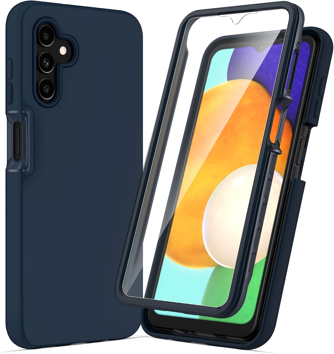 PULEN for Samsung Galaxy A13 5G Case with Built-in 9H Tempered Glass Screen Protector,Rugged PC Frame+ Soft TPU Non-Slip Back Cover, Shockproof Full-Body Protective