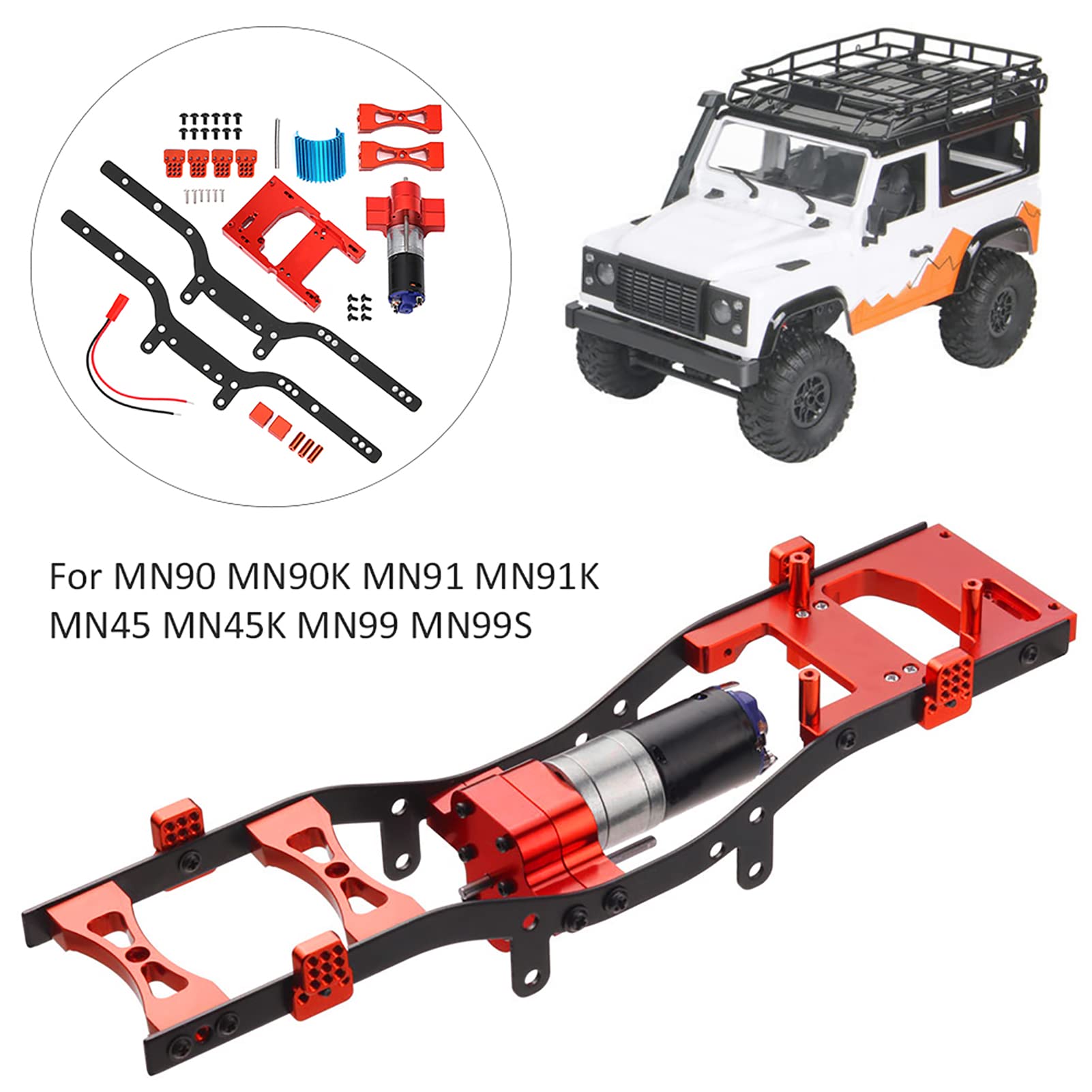 Cryfokt Set di Telai in Metallo per Telaio Auto RC per Parti di (Rosso)