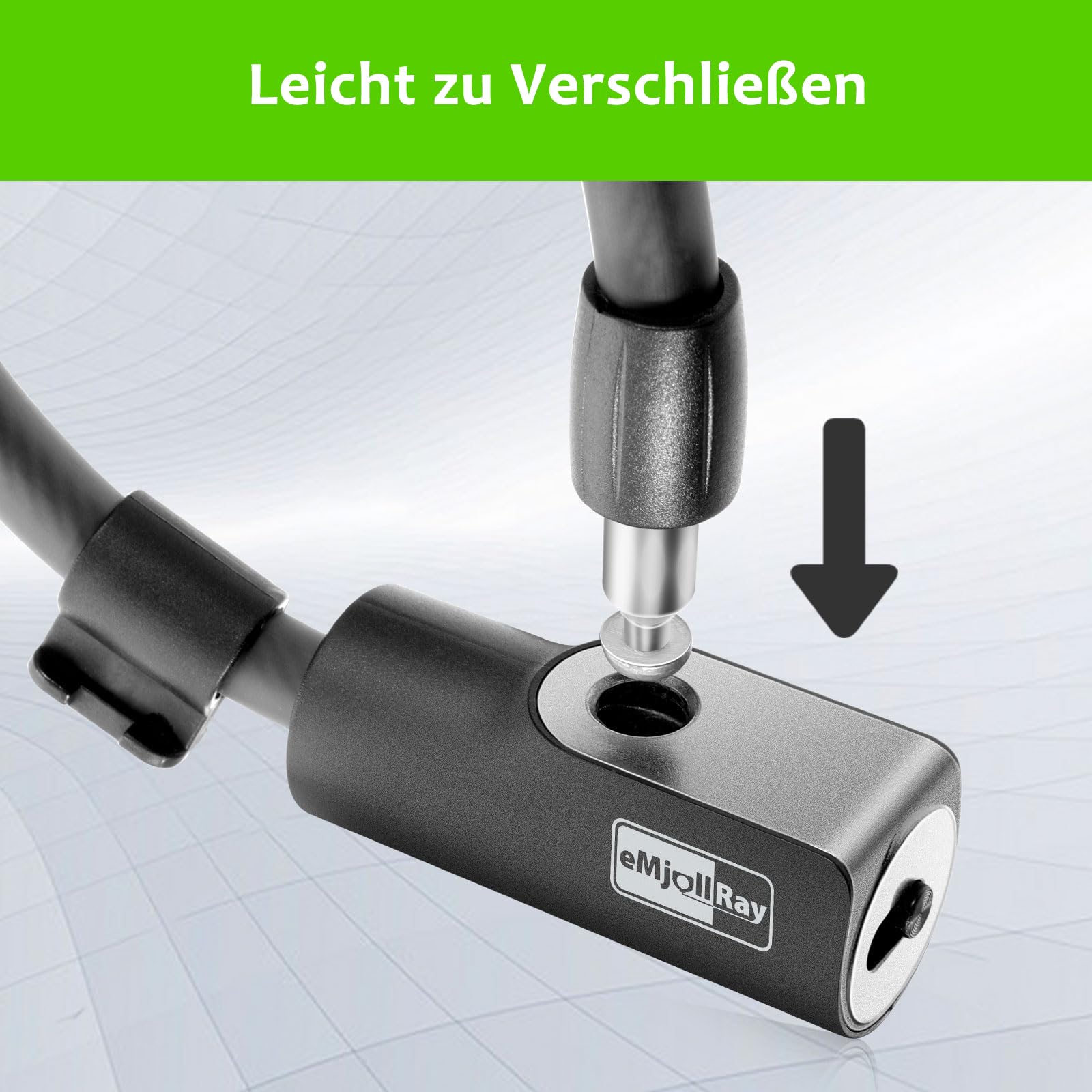 E Scooter Schloss, eMjollRay Fahrradschloss mit 2 Schlüssel, Sicherheitsstufe Sehr Hoch Kabelschloss, Anti-Diebstahl Schloss für E Scooter/E Roller/Motorrad/Kinder Fahrrad/Tür