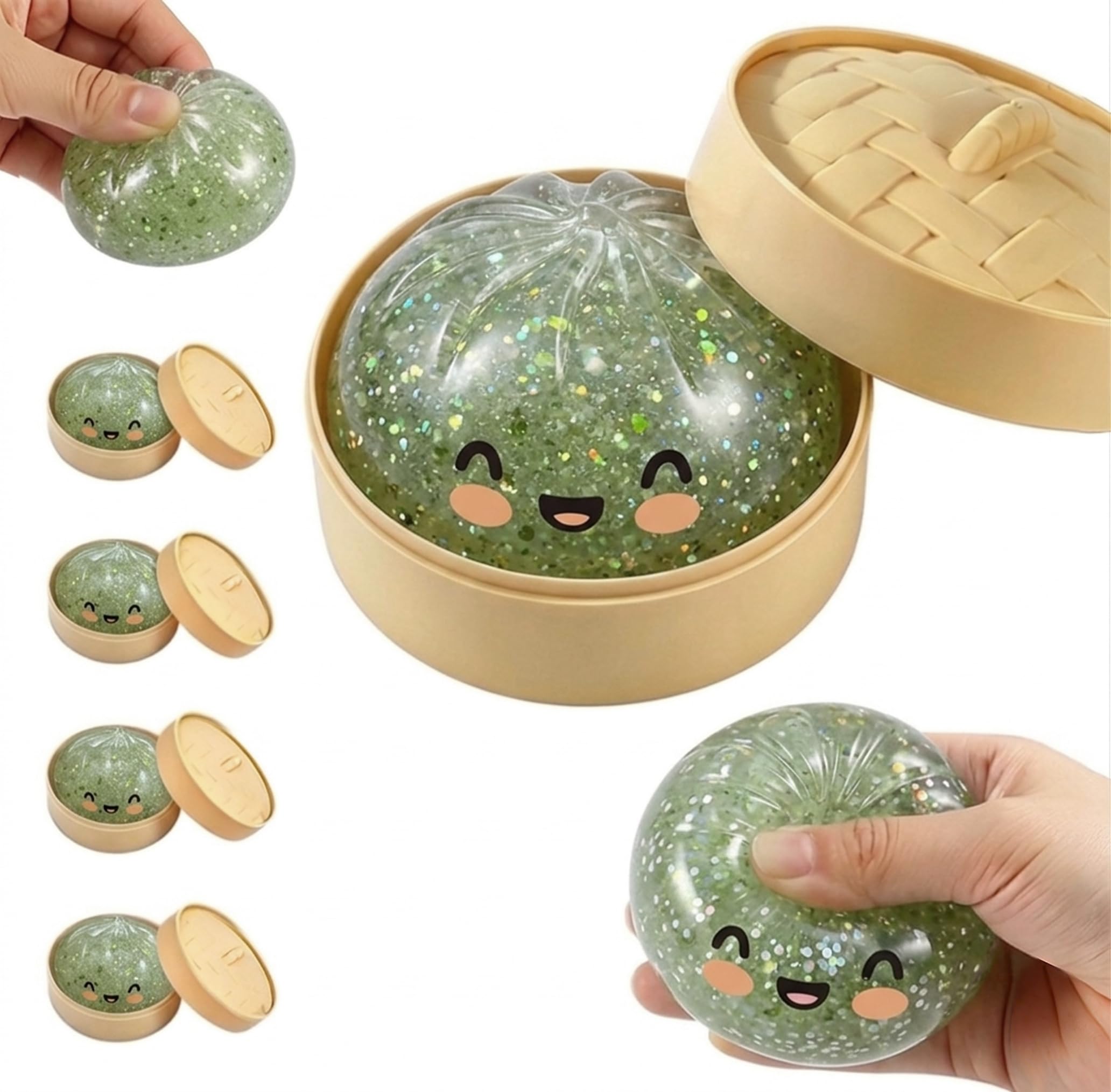 8.5cm Giant with Steamer Box, Glitter Squeeze Sensory Toy, Soft Stress Anxiety Relief Decompression Dough Fidget Toy for Kids Adults, — image 1