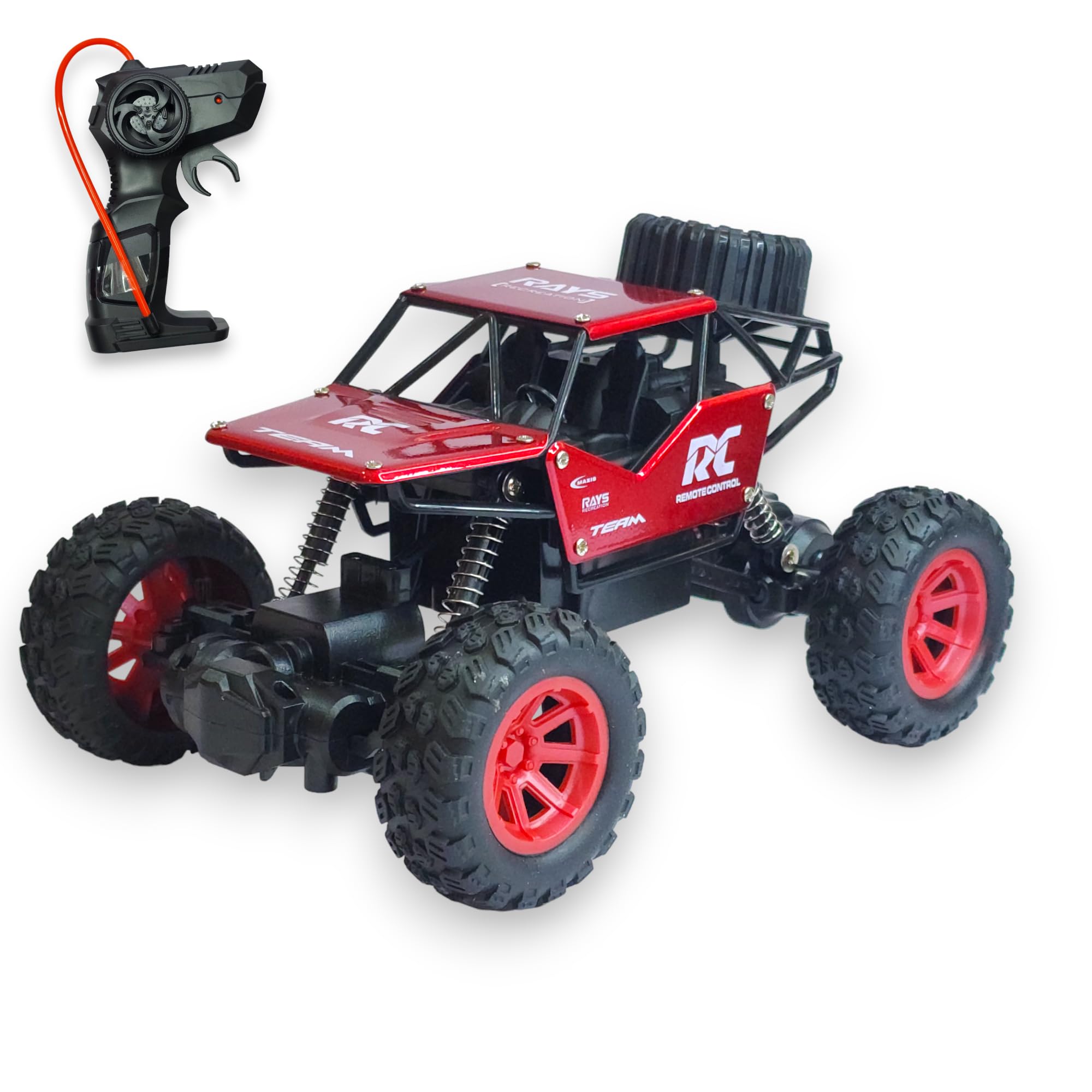 Whizz Kids Remote Control Rock Crawler, 1:18 Scale, Two Wheel Drive, Rechargeable Battery, High Speed Racing Car (Red)