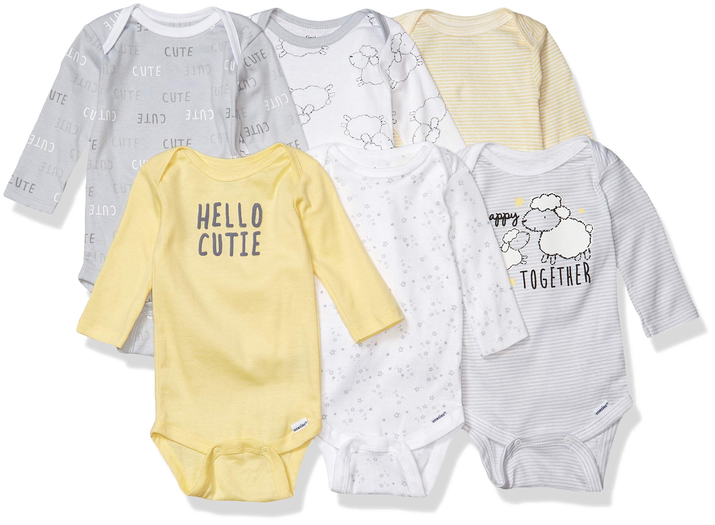 GerberUnisex Baby 6 Pack Long-Sleeve Onesies Bodysuit