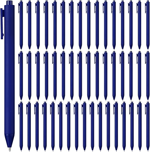 50 bolígrafos retráctiles a granel de 0.039 in, punta media, tinta negra, lindos bolígrafos de escritura suave, suministros escolares
