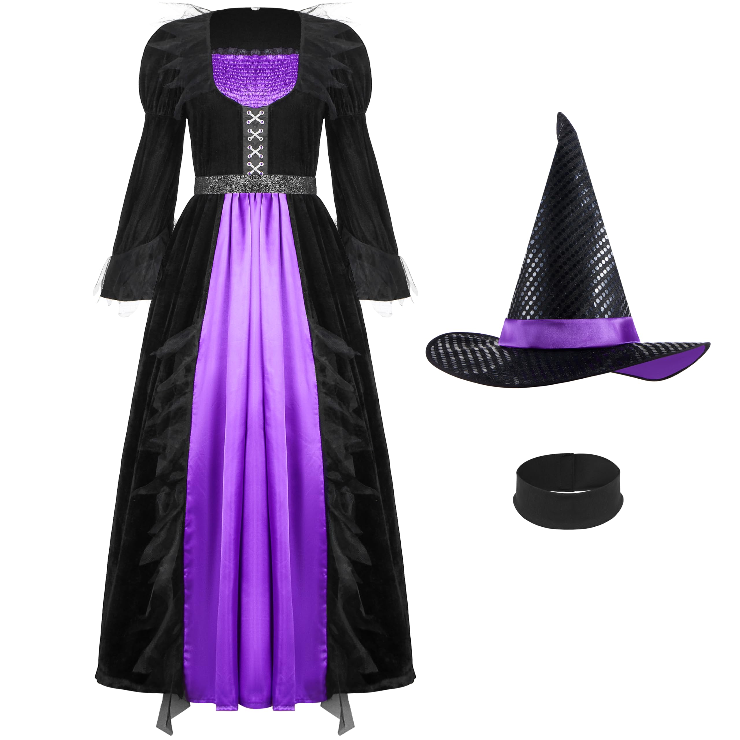 Spooktacular Creations Witch Costume Women, Womens Halloween Costumes 2025 with Witch Dress Hat Accessories for Cosplay
