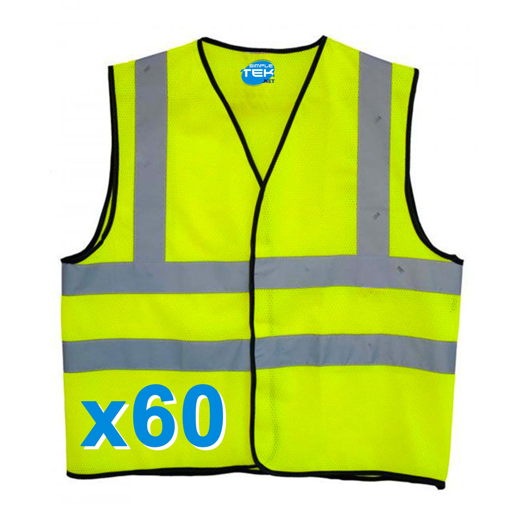 Simpletek - 60 pezzi Reflective Safety Vest giubbotti catarinfrangenti riflettenti giallo-neon sicurezza