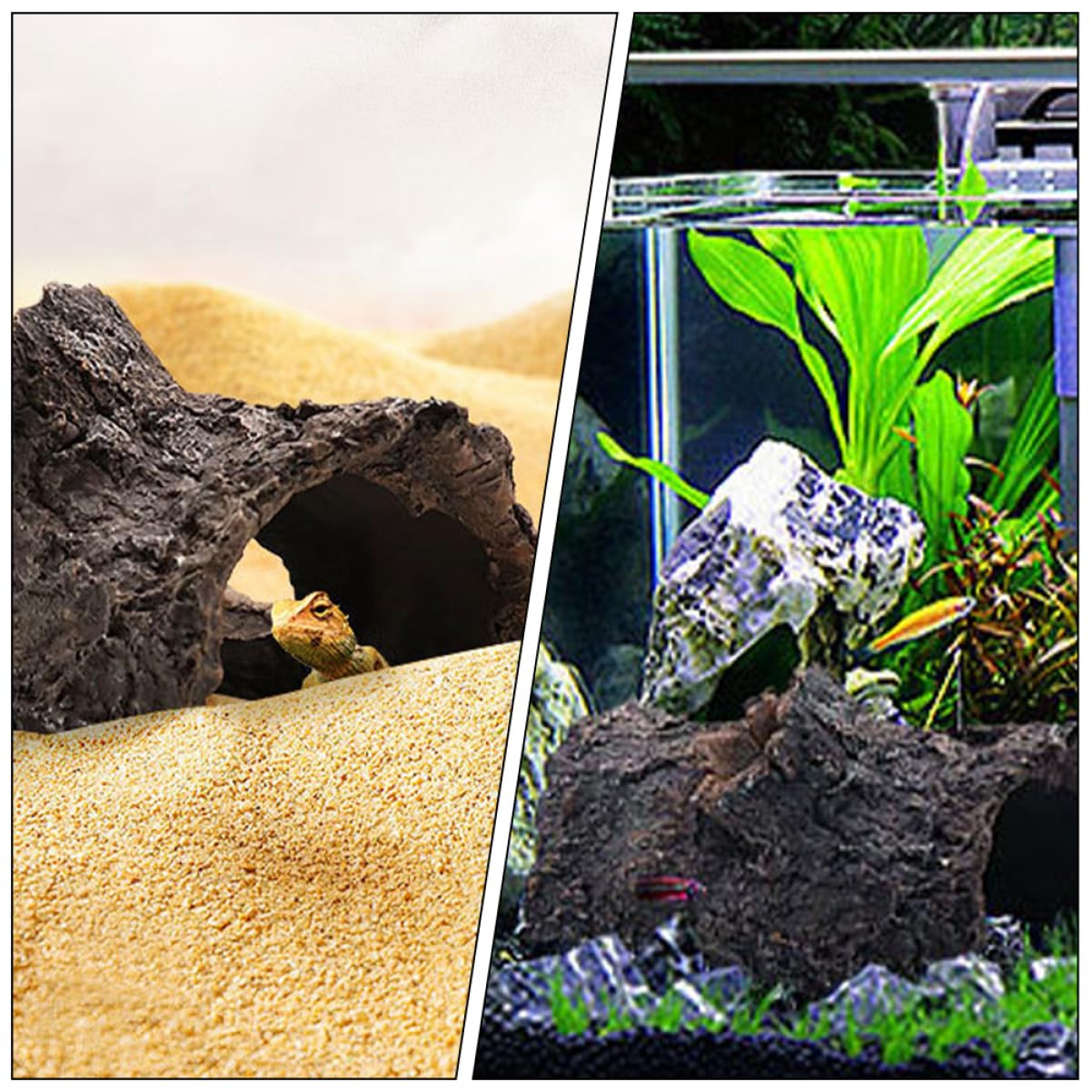 Happyyami Hohe Aquarium-Dekorationen Realistische Fischtank-felsen Fischversteckhöhle Für Große Tanks Aquarium-zubehör