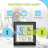 Vista 3 de Termómetro inalámbrico para congelador con alarma, termómetro para refrigerador, congelador y alarma, termómetro digital con 3 retroiluminación